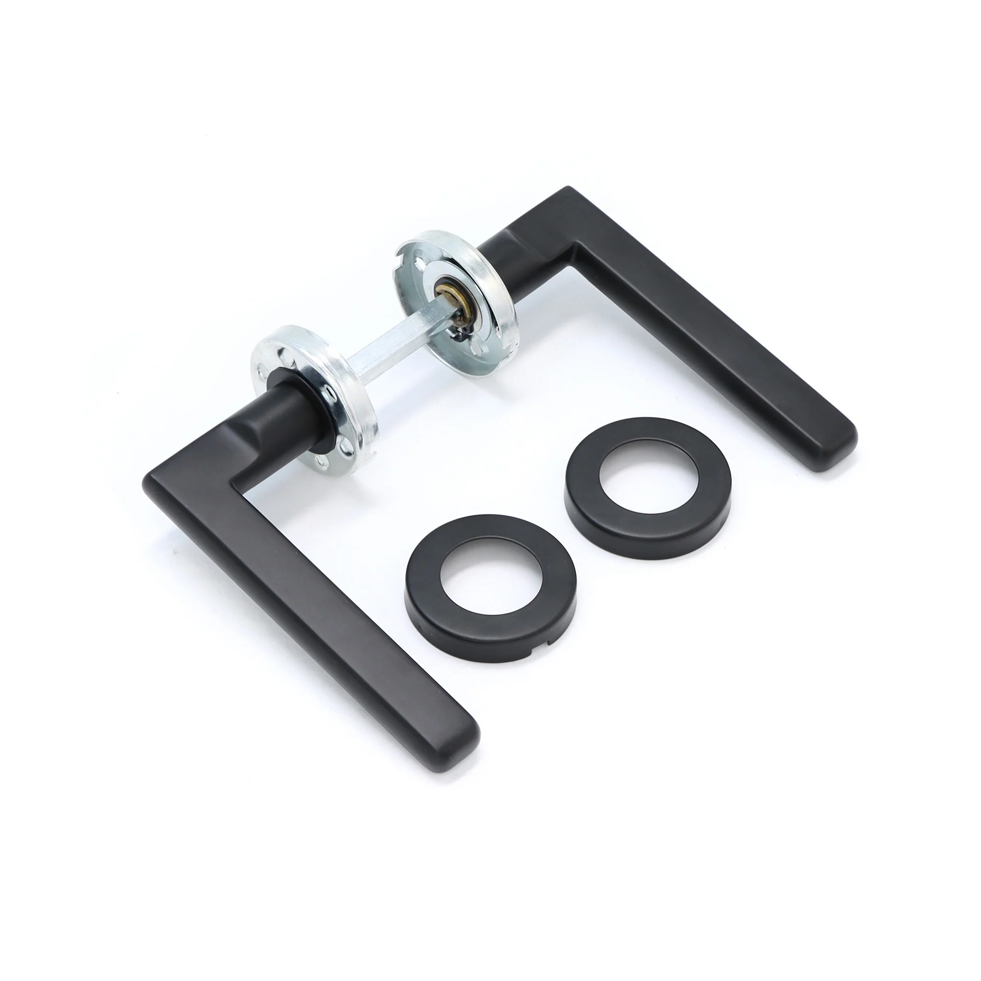 Superior Luna Lever on Round Rose Handle Set - Matt Black - Image 3