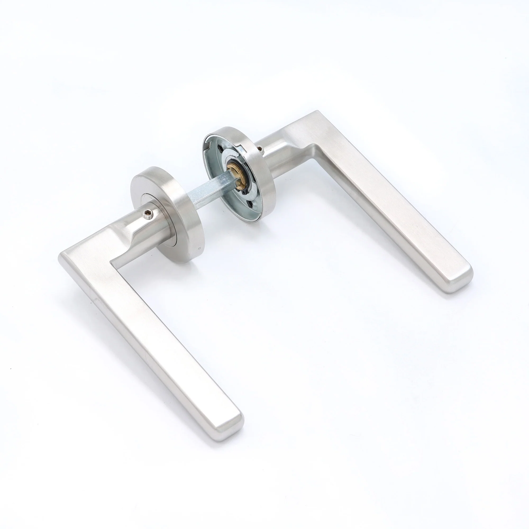 Superior Luna Lever on Round Rose Handle Set - Satin Stainless Steel
