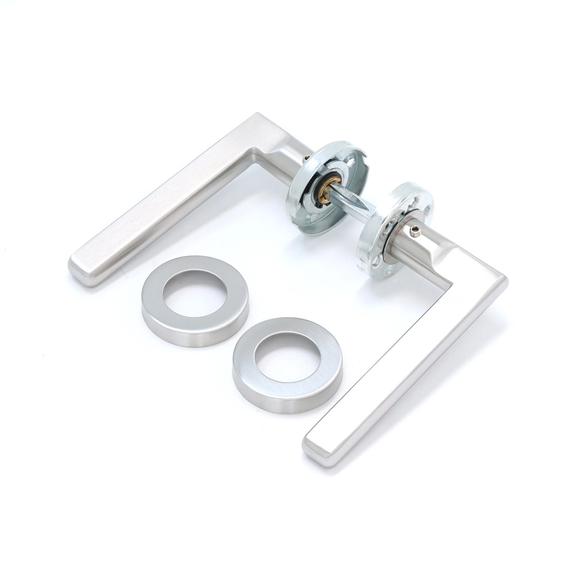 Superior Luna Lever on Round Rose Handle Set - Satin Stainless Steel - Image 3