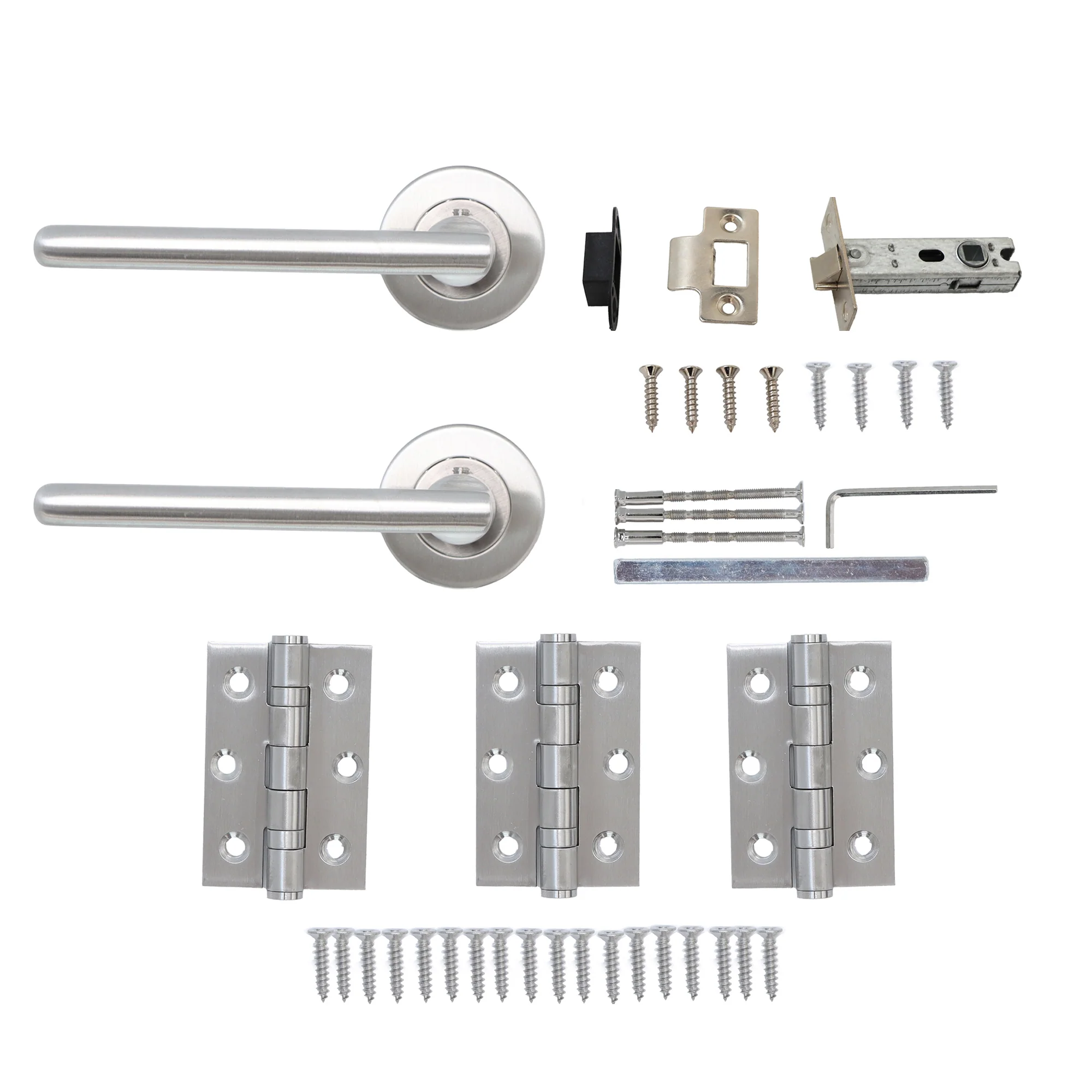 Superior Luna Lever on Round Rose Handle Set - Satin Stainless Steel - Image 6