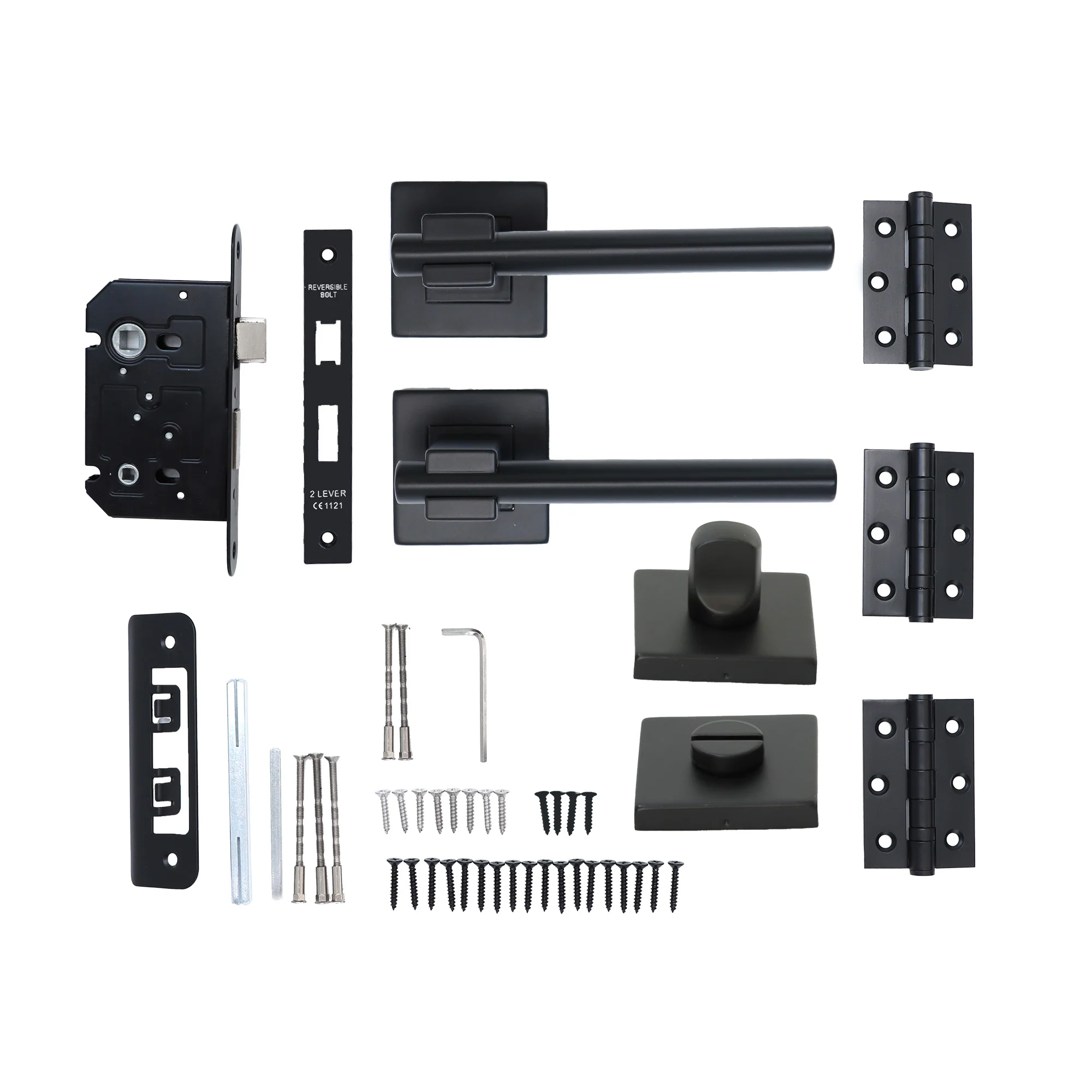 Superior Phobos Lever on Square Rose Bathroom Handle Set - Matt Black