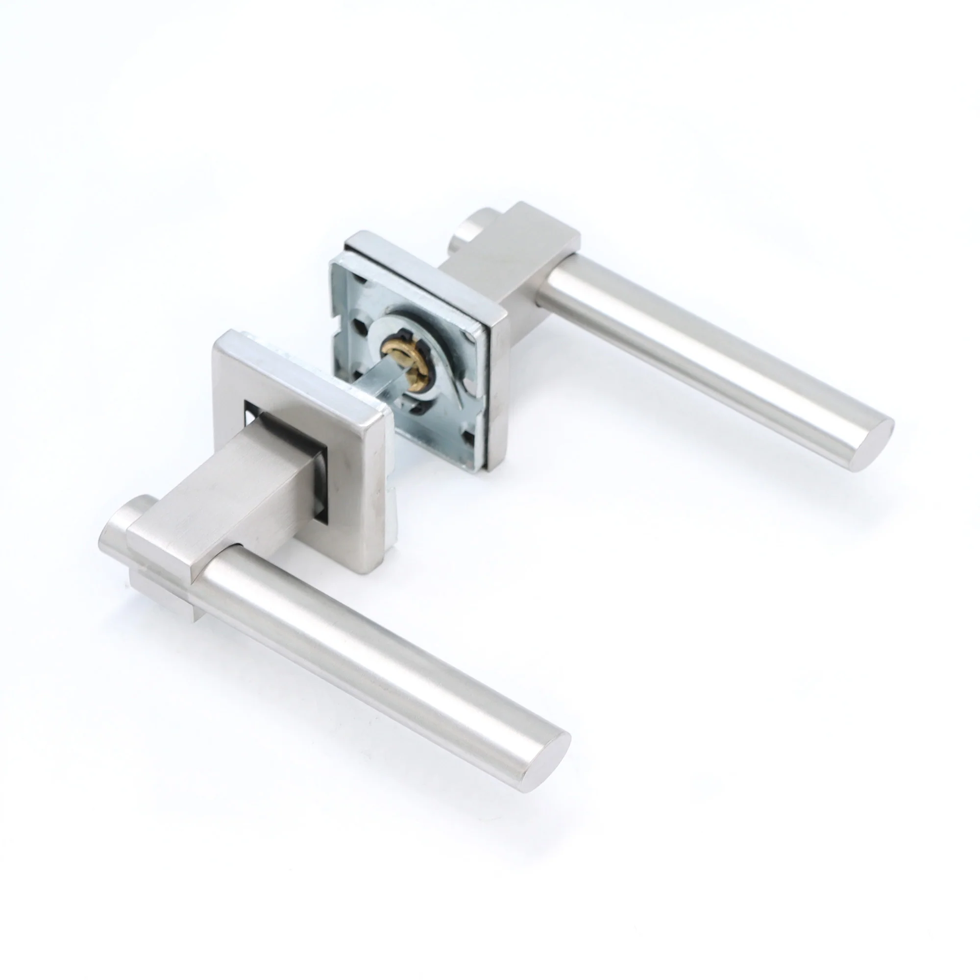 Superior Phobos Lever on Square Rose Handle Set - Satin Stainless Steel - Image 2