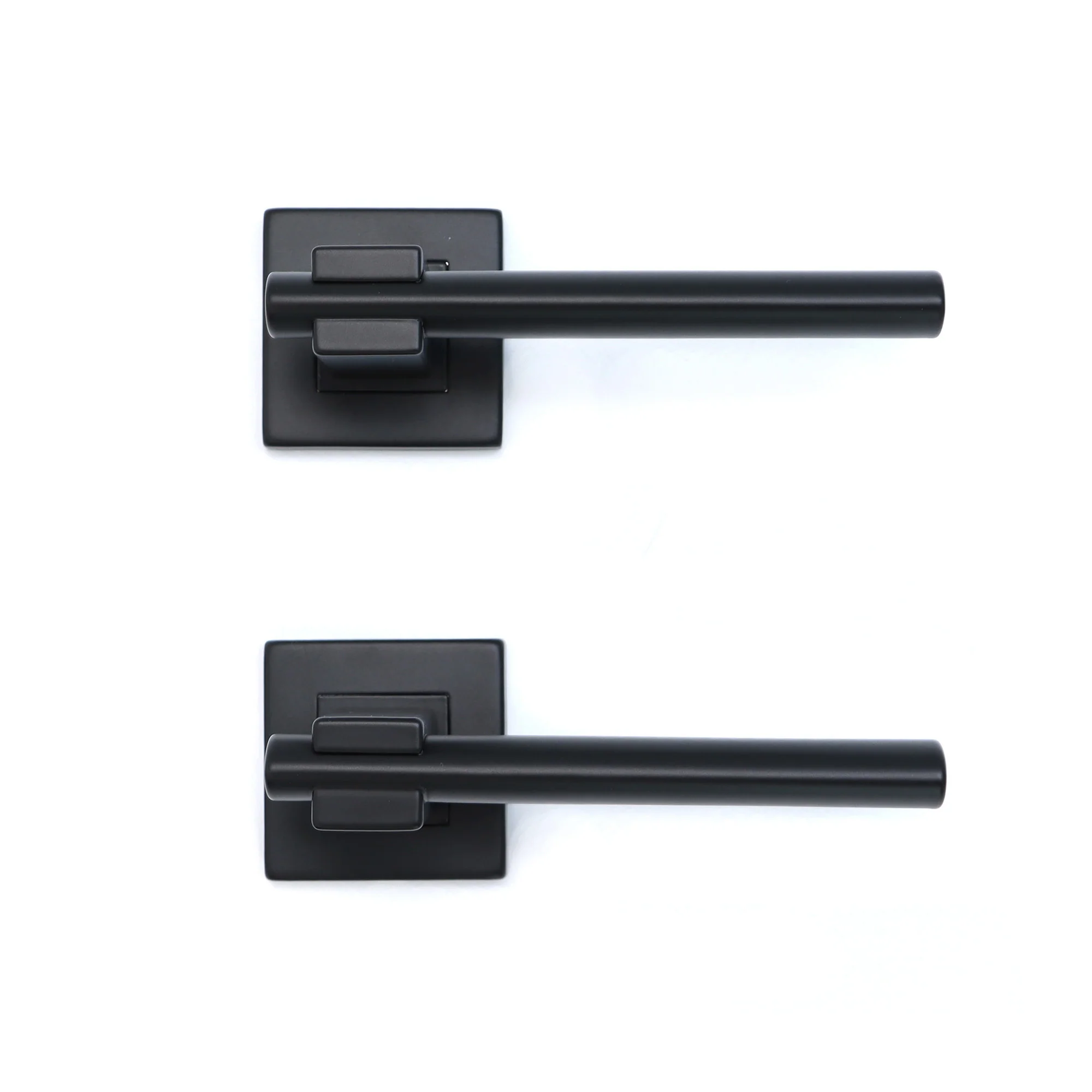 Superior Proxima Lever on Round Rose Bathroom Handle Set - Matt Black - Image 2