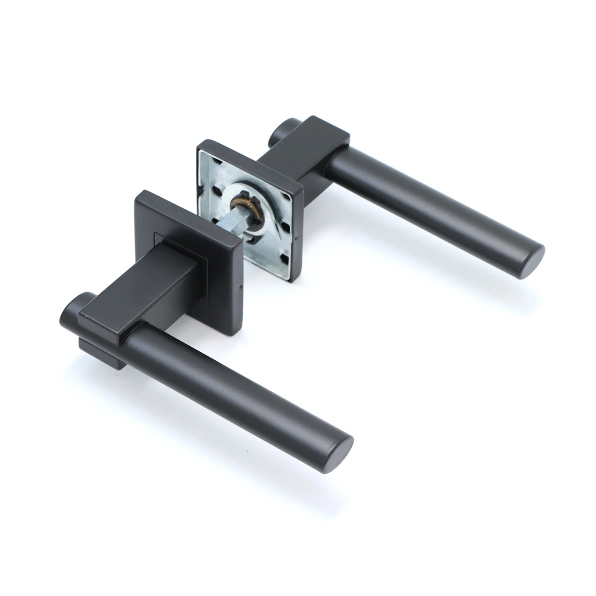 Superior Proxima Lever on Round Rose Bathroom Handle Set - Matt Black - Image 3
