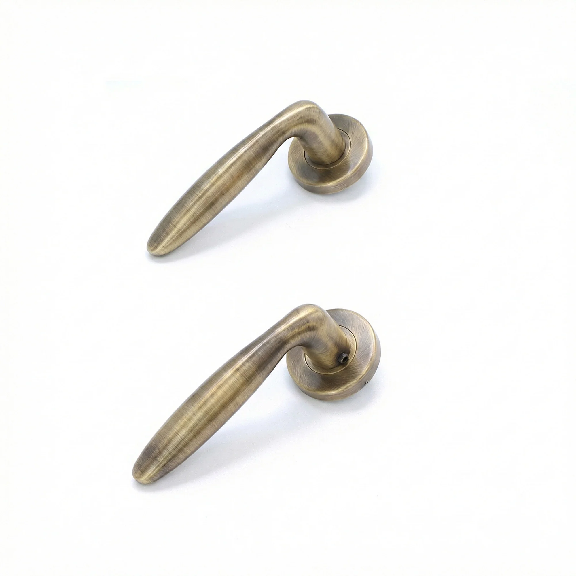 Superior Sirius Lever on Round Rose Bathroom Handle Set - Antique Brass - Image 3