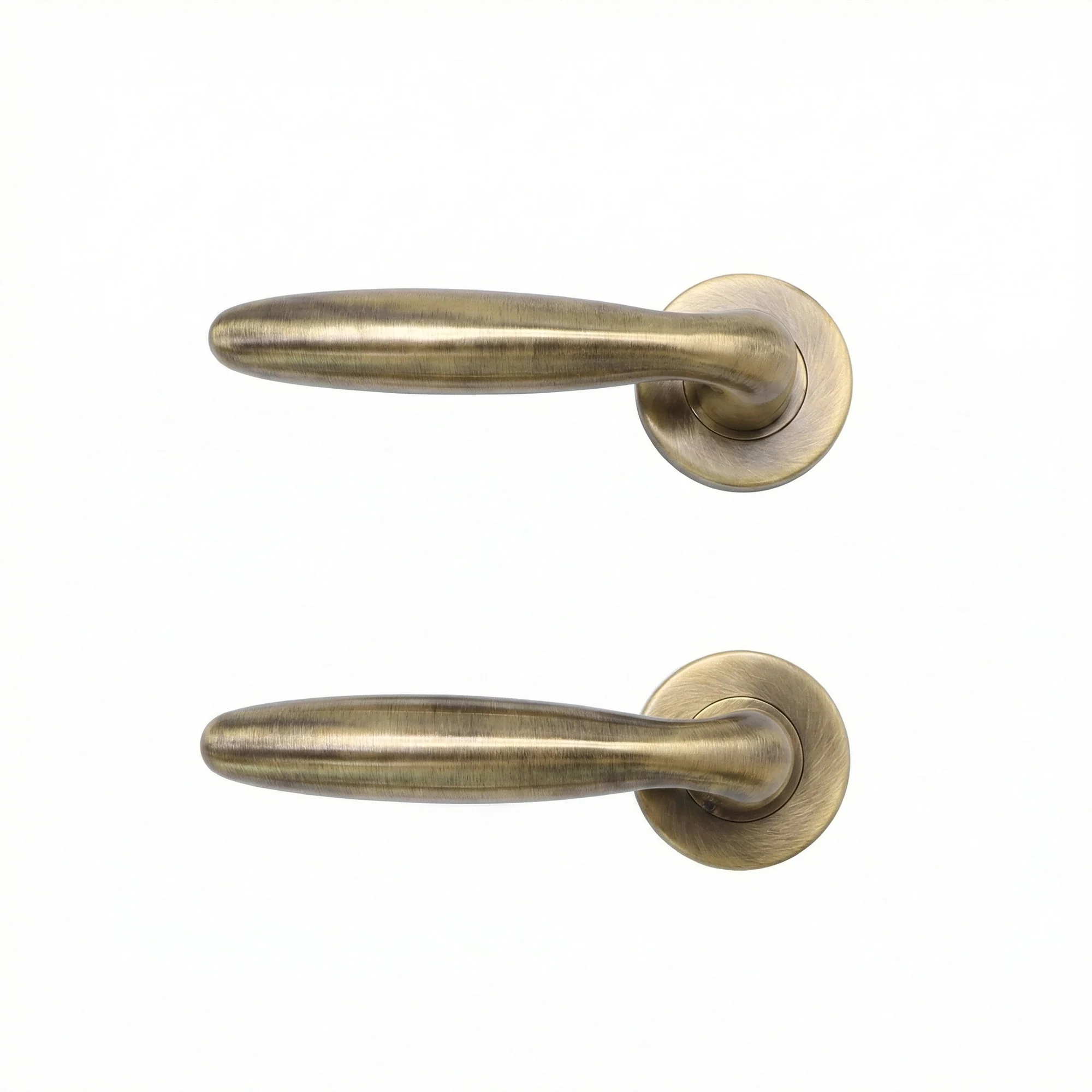 Superior Sirius Lever on Round Rose Bathroom Handle Set - Antique Brass - Image 4