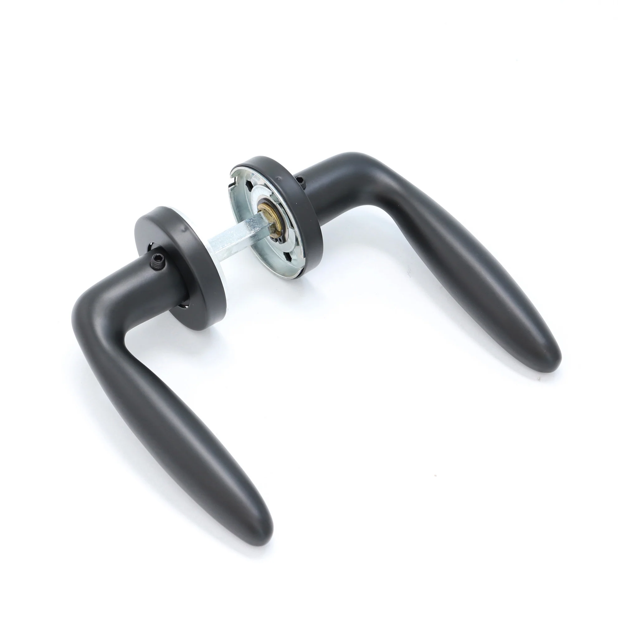Superior Sirius Lever on Round Rose Bathroom Handle Set - Matt Black - Image 2