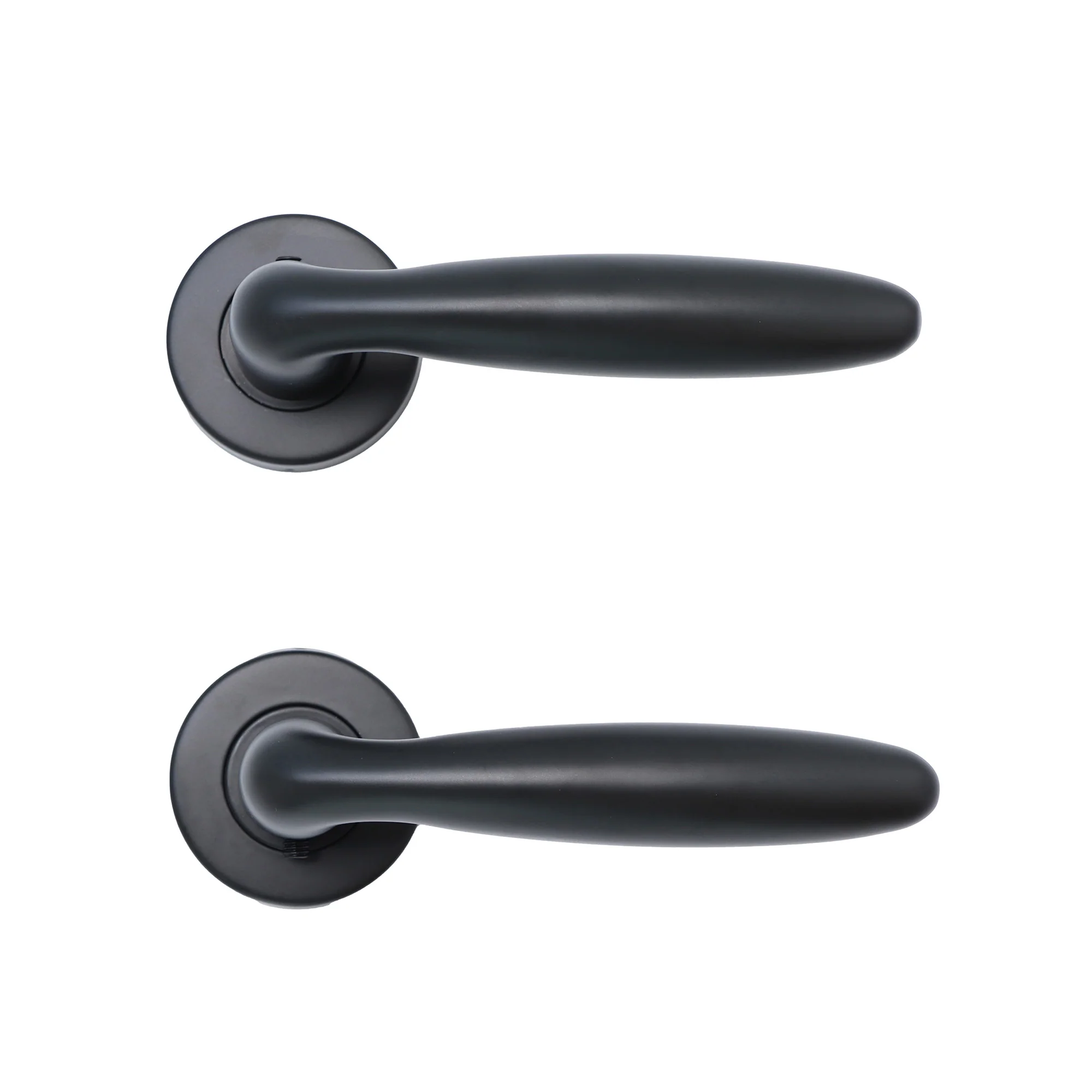 Superior Sirius Lever on Round Rose Bathroom Handle Set - Matt Black - Image 3