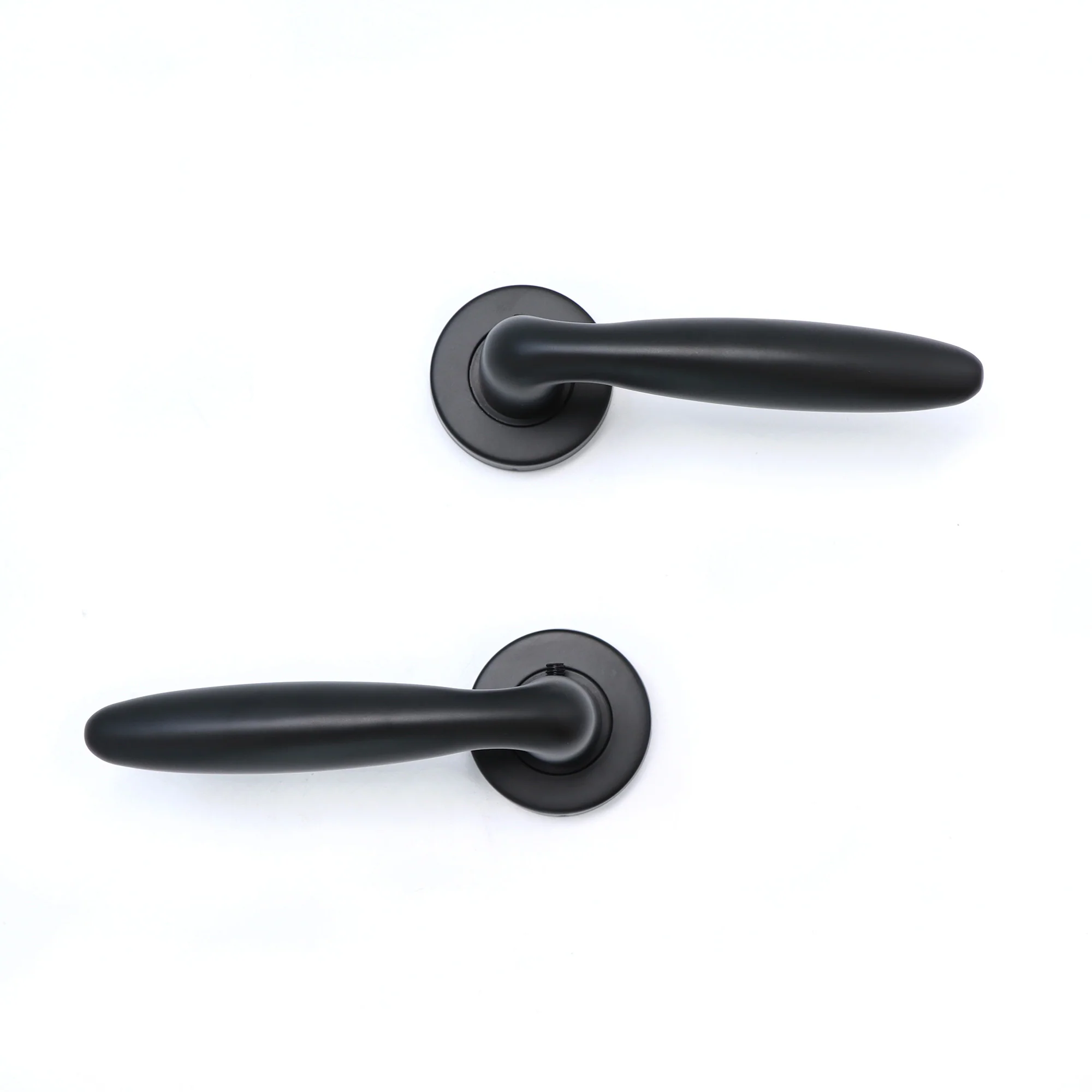 Superior Sirius Lever on Round Rose Bathroom Handle Set - Matt Black - Image 5