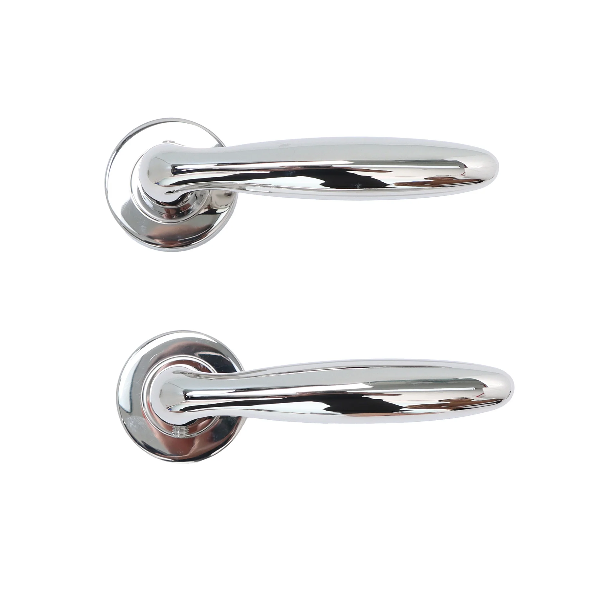 Superior Sirius Lever on Round Rose Bathroom Handle Set - Polished Stainless Steel - Image 3