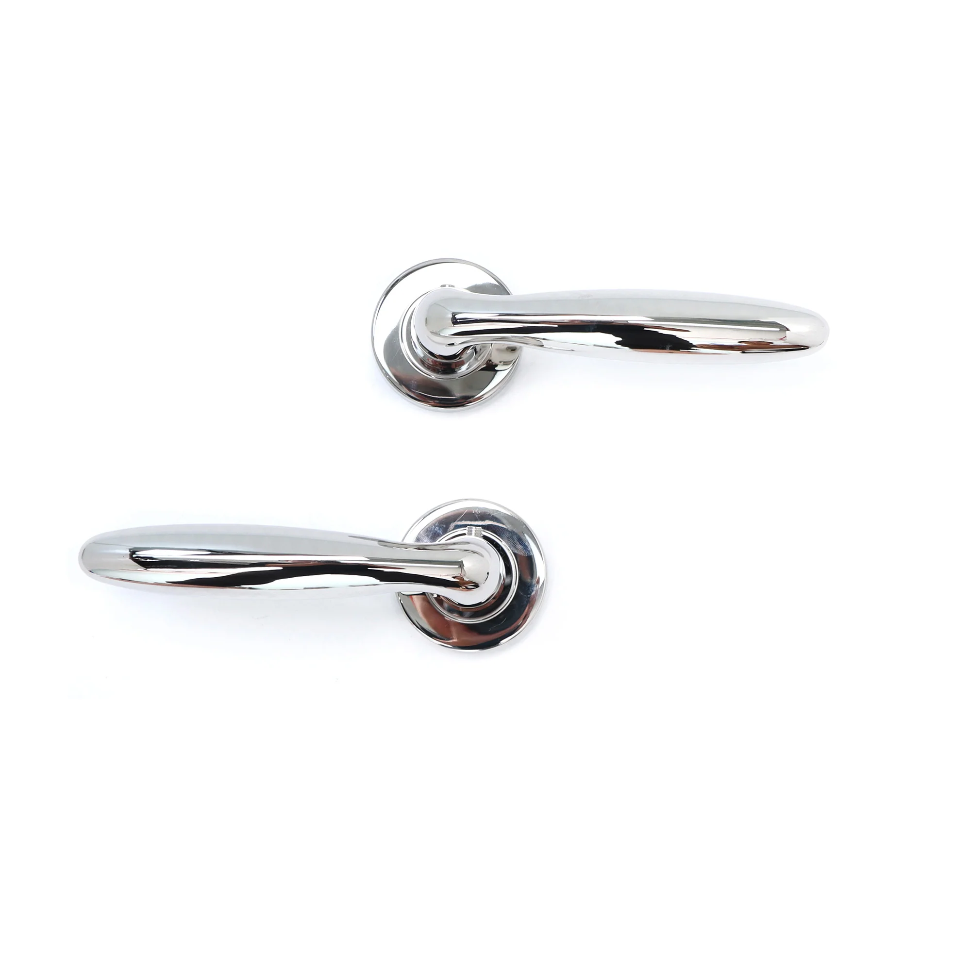 Superior Sirius Lever on Round Rose Bathroom Handle Set - Polished Stainless Steel - Image 5