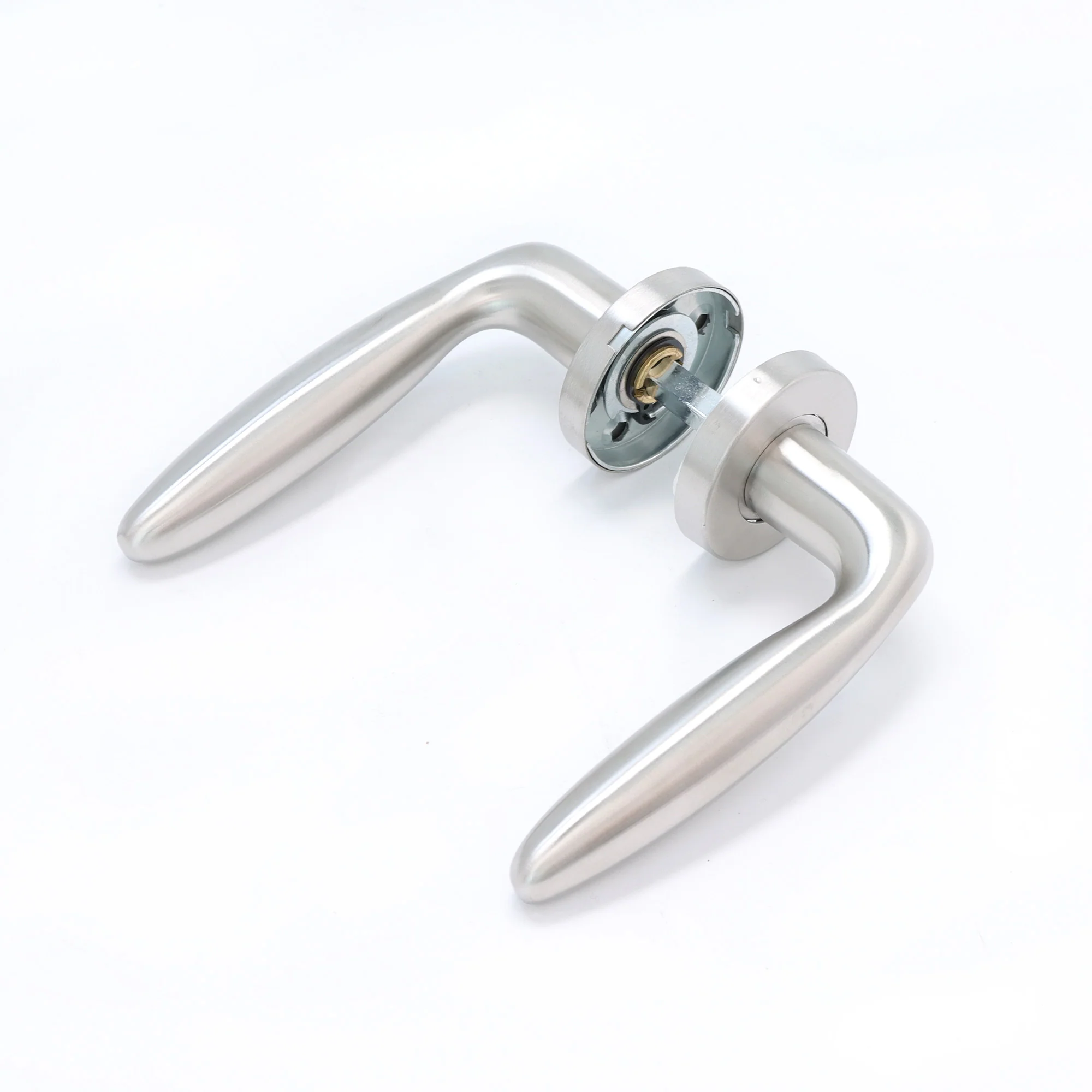 Superior Sirius Lever on Round Rose Handle Set - Satin Stainless Steel - Image 2