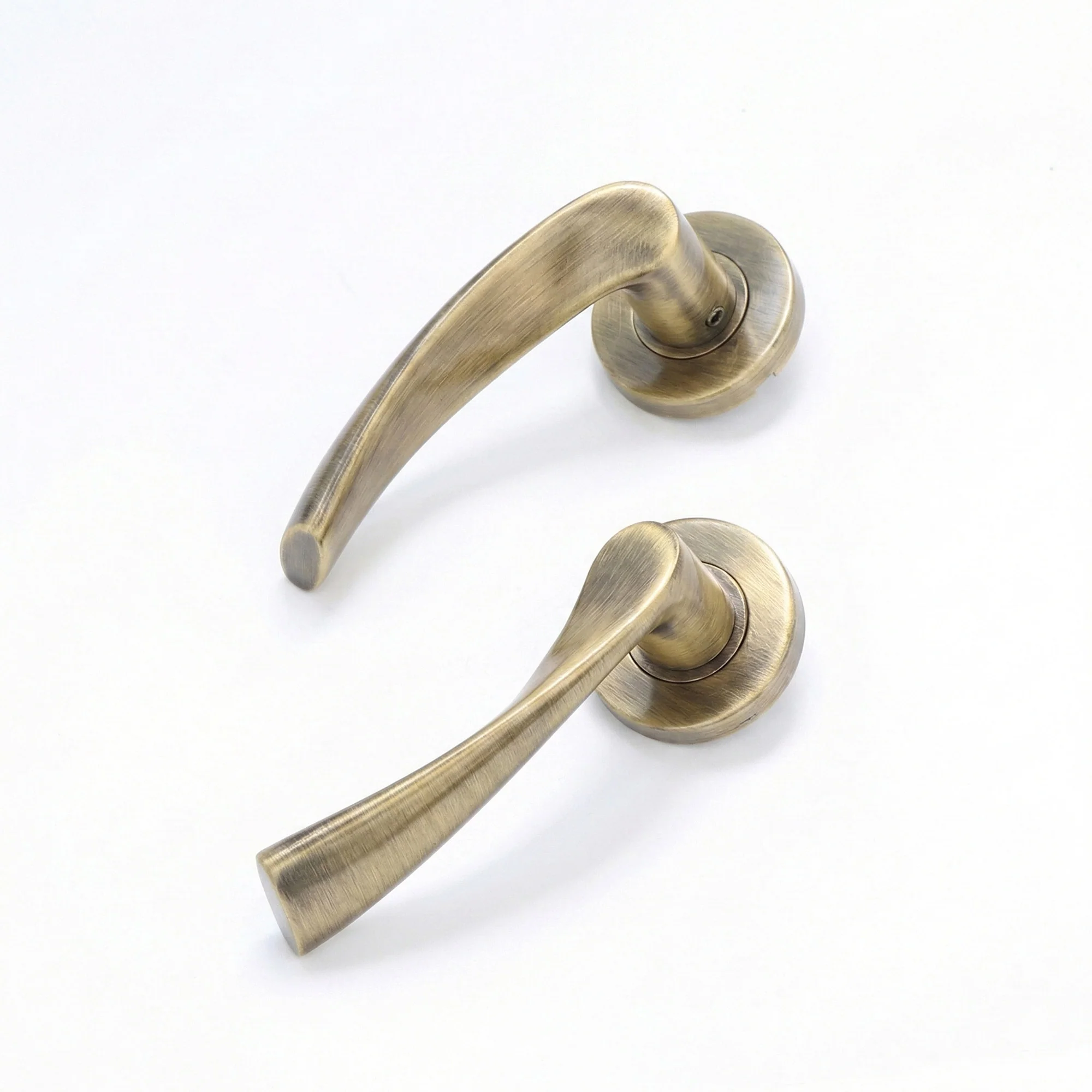 Superior Vega Lever on Round Rose Bathroom Handle Set - Antique Brass - Image 3