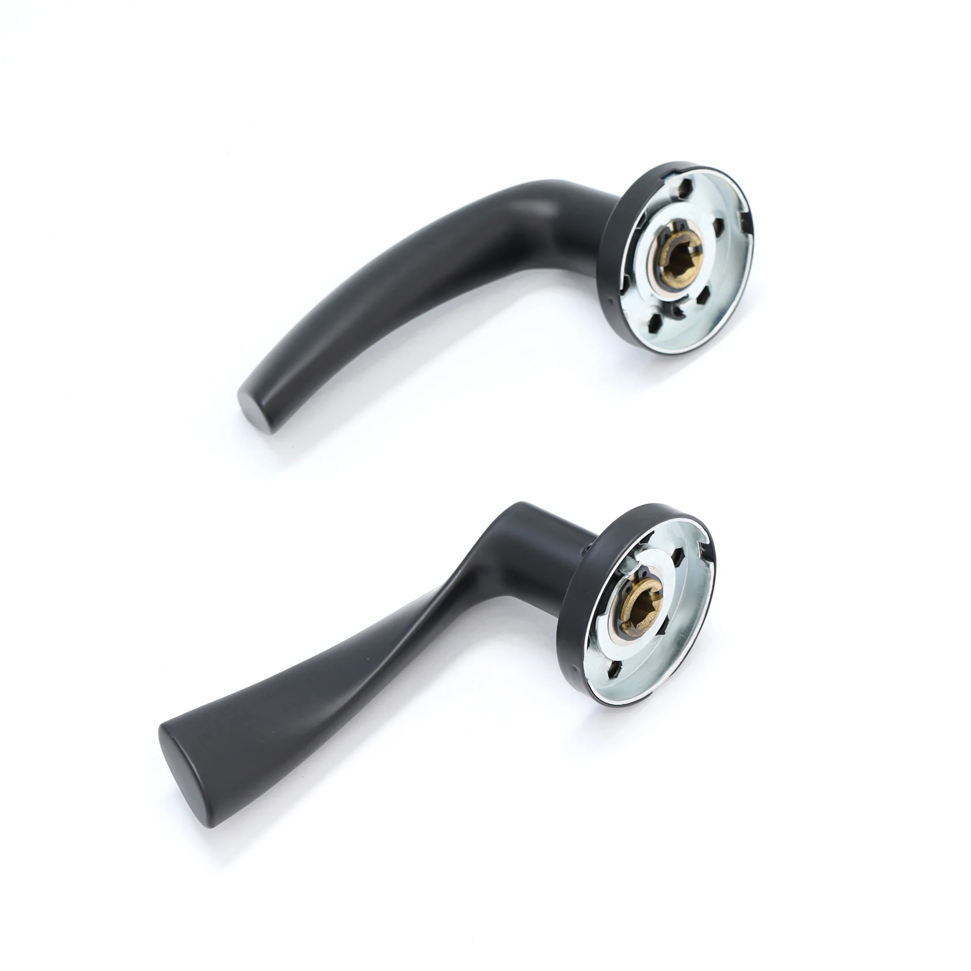Superior Vega Lever on Round Rose Bathroom Handle Set - Matt Black - Image 3