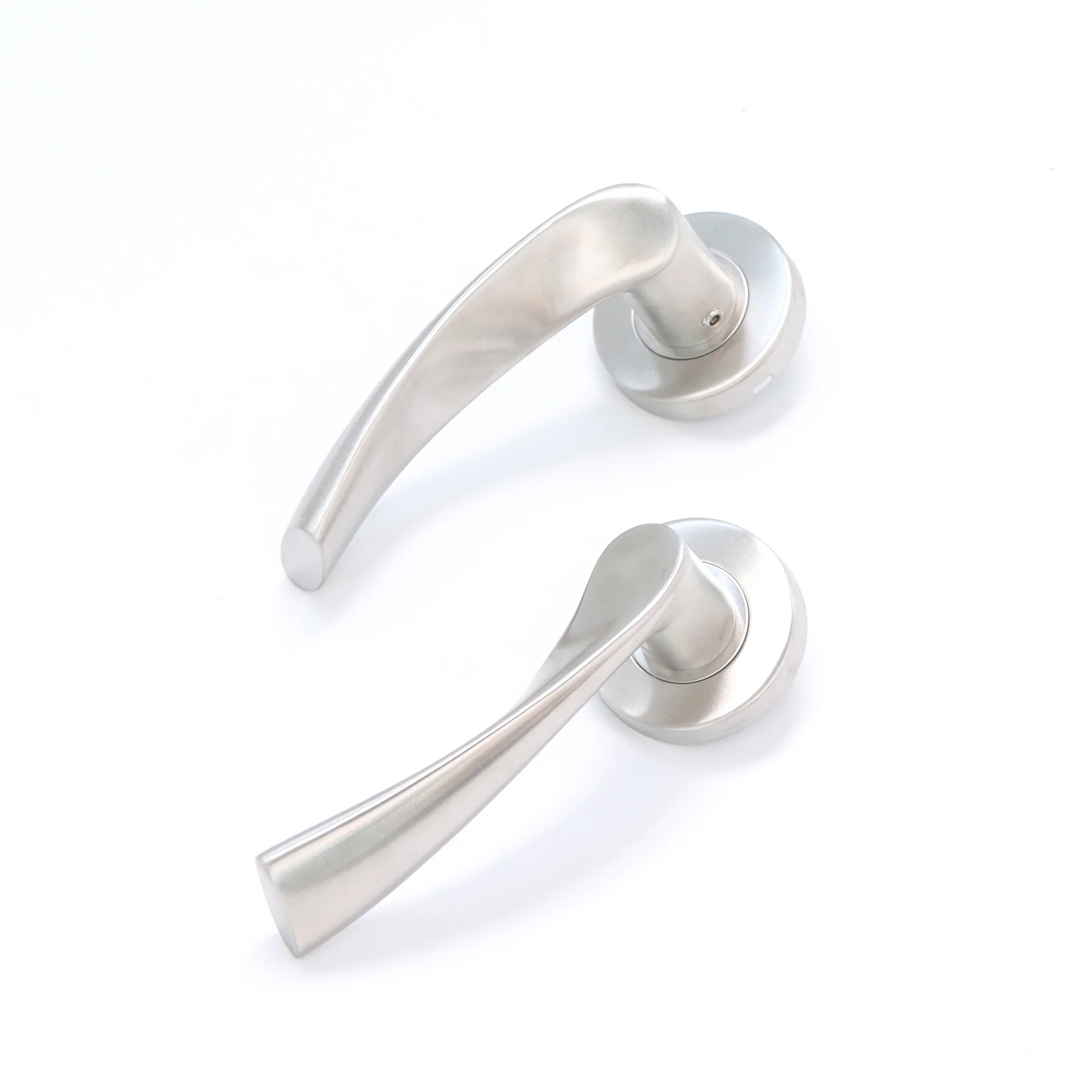 Superior Vega Lever on Round Rose Bathroom Handle Set - Satin Stainless Steel - Image 4
