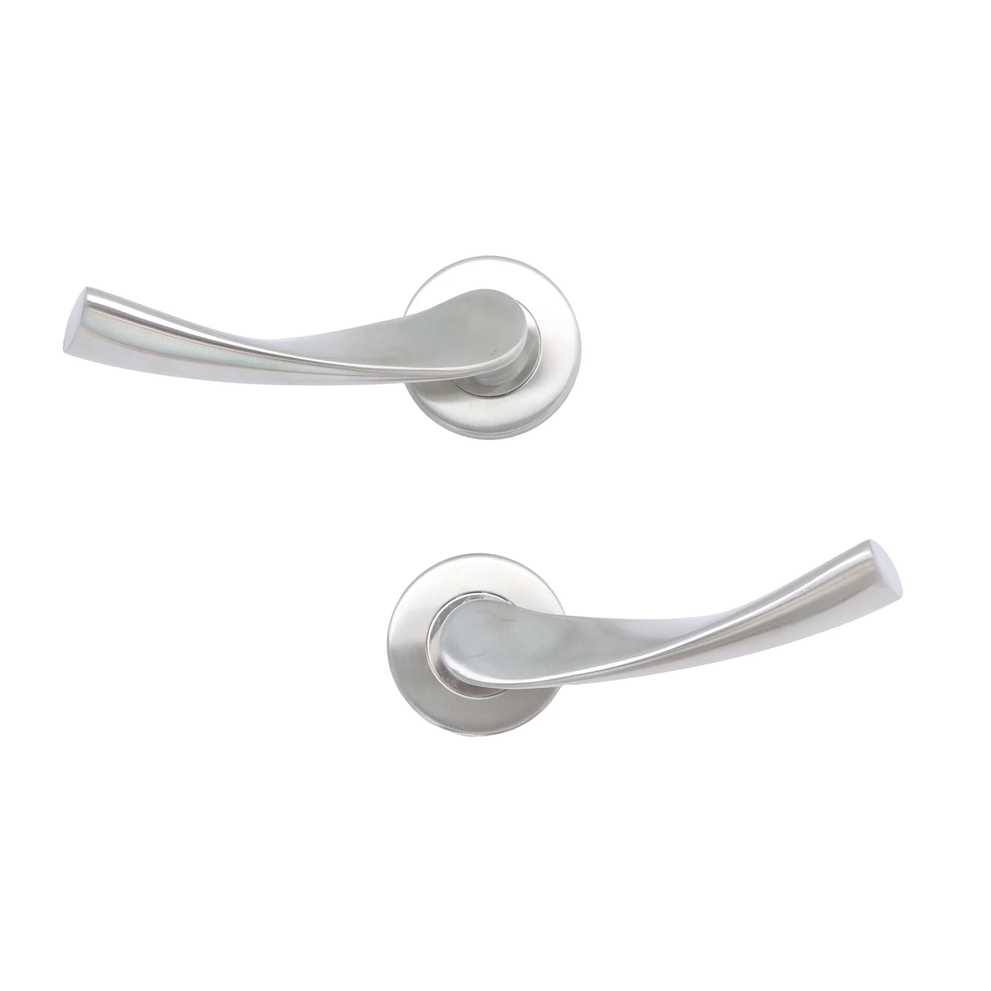 Superior Vega Lever on Round Rose Bathroom Handle Set - Satin Stainless Steel - Image 5