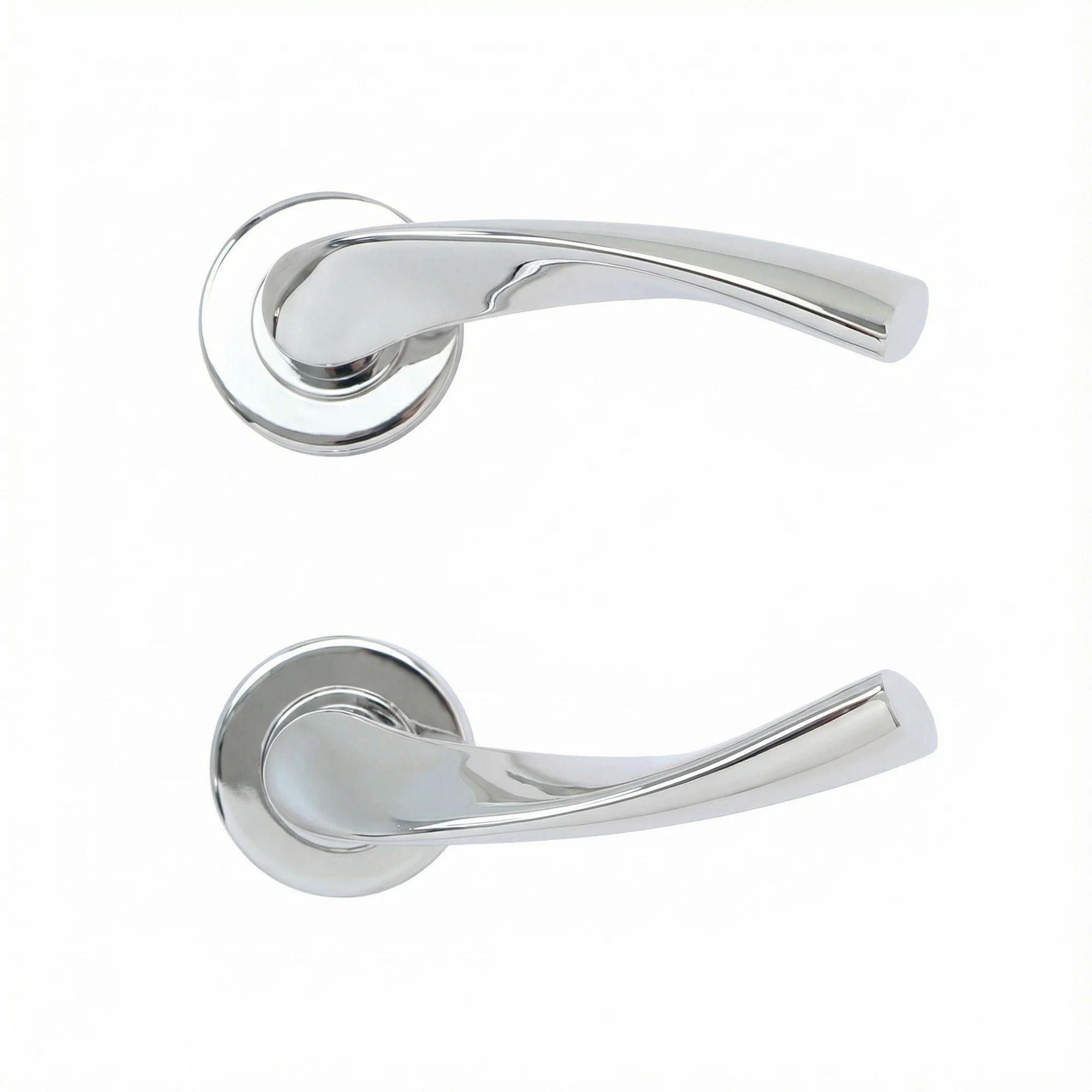 Superior Vega Lever on Round Rose Handle Set - Polished Stainless Steel