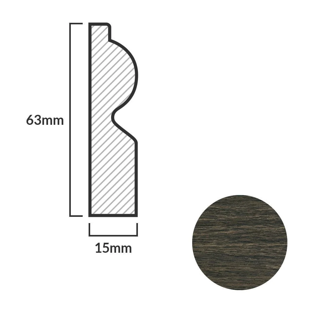 Walnut - 2.4m Torus Laminate Skirting Board - Image 4