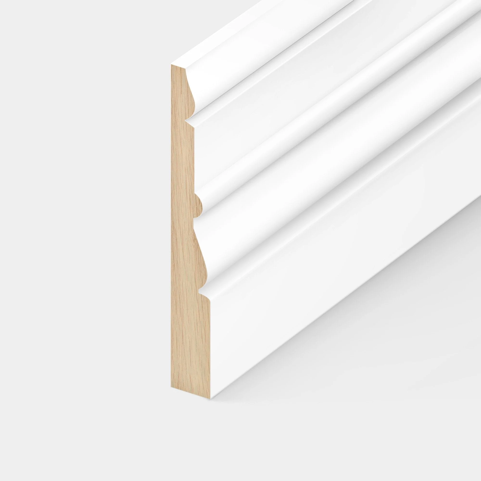 2.4m White Painted Decorative Skirting Board 14mm x 114mm