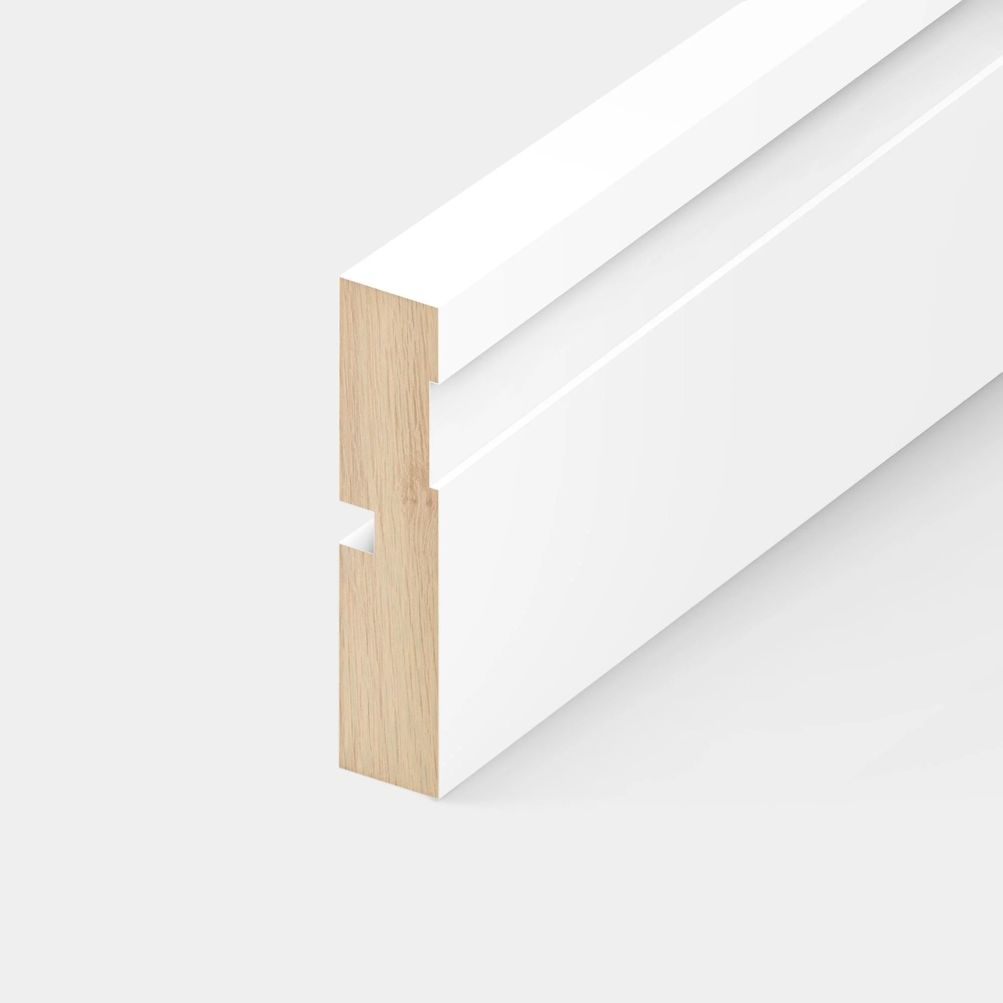 2.4m White Painted Shaker Skirting Board 14mm x 70mm