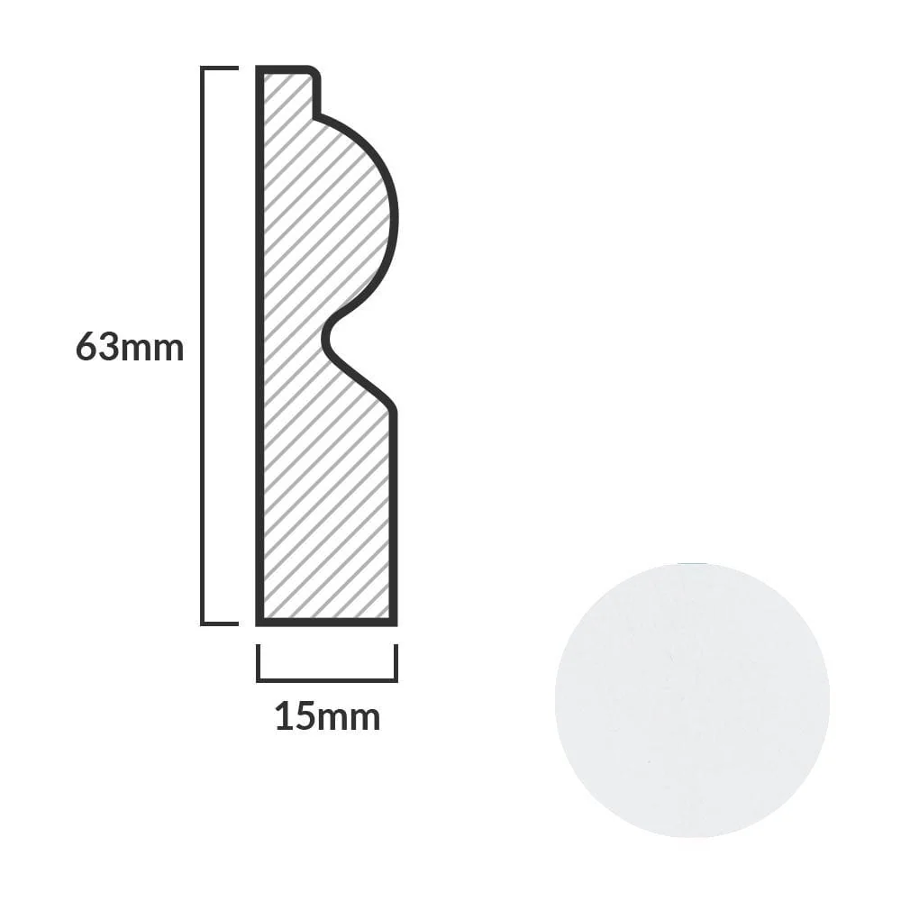 White - 2.4m Torus Laminate Skirting Board - Image 6