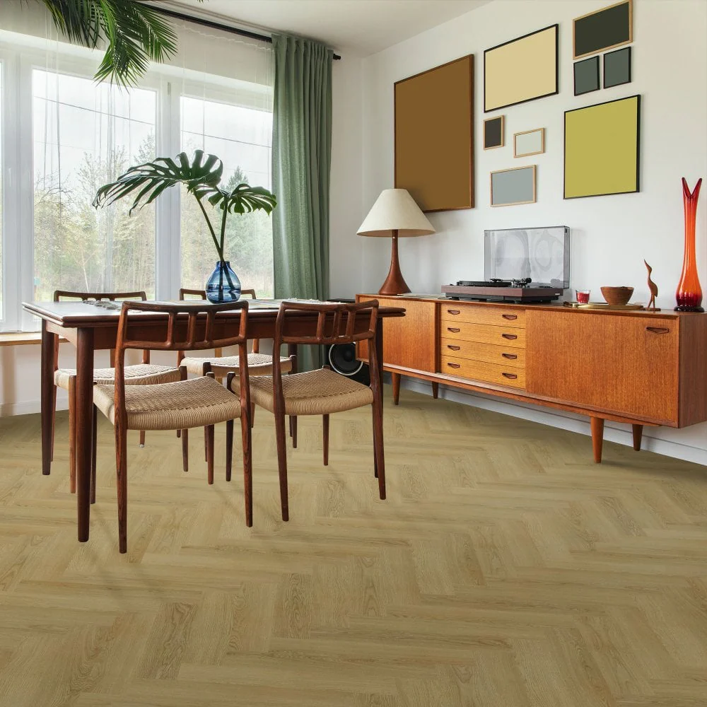 Chestermere Oak - Luxe Vision Herringbone 5mm Embossed Purecoat Rigid Core Vinyl Flooring