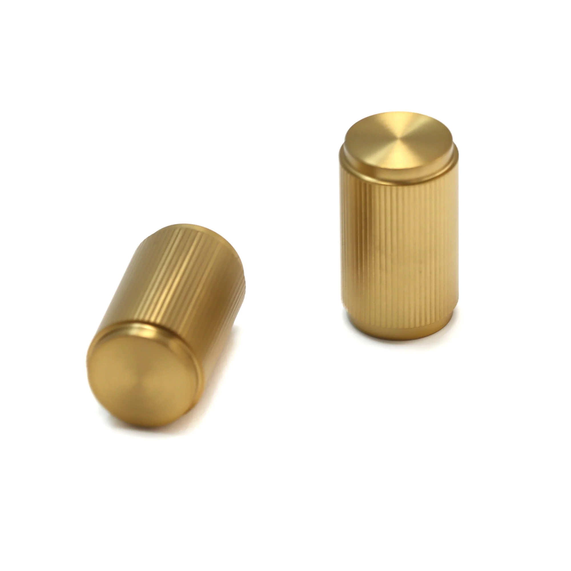 Fluted Large Round Cabinet Door Knob - Satin Gold - Image 3