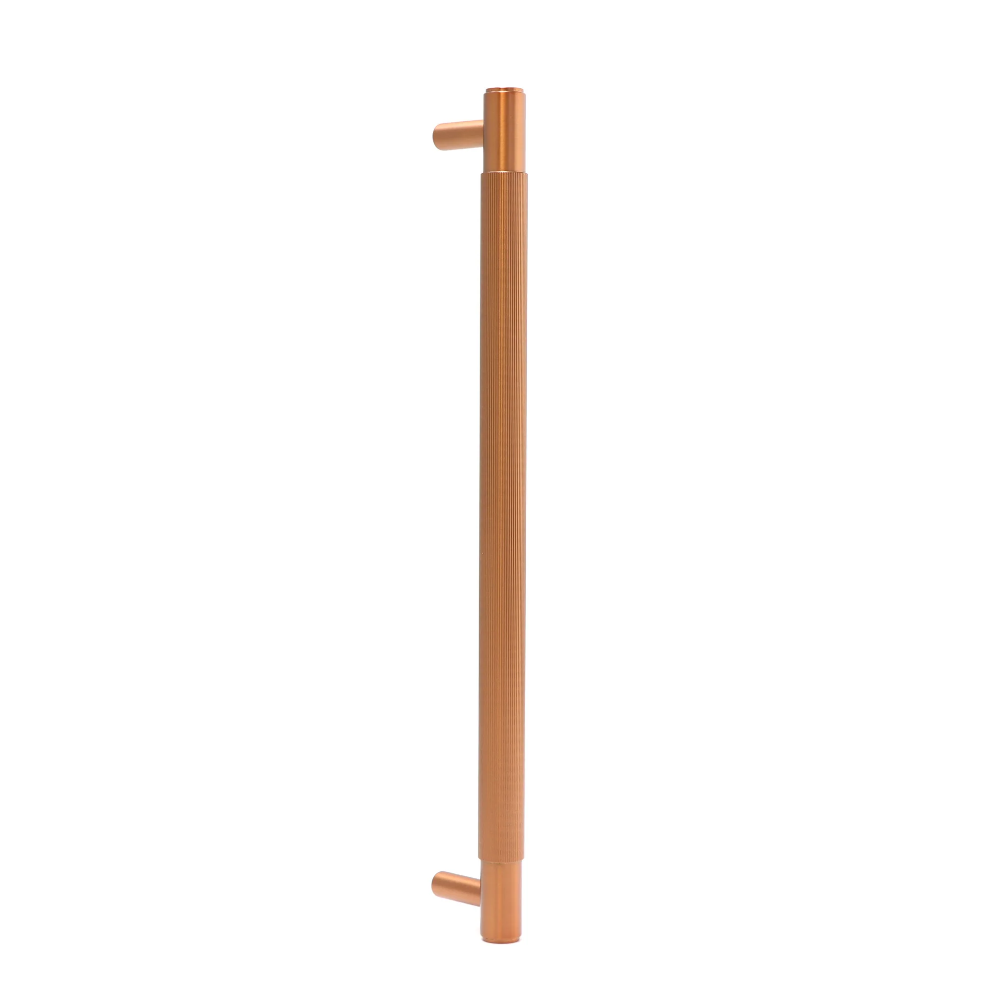 Fluted Large Round T-Bar Pull Handle - Rose Gold