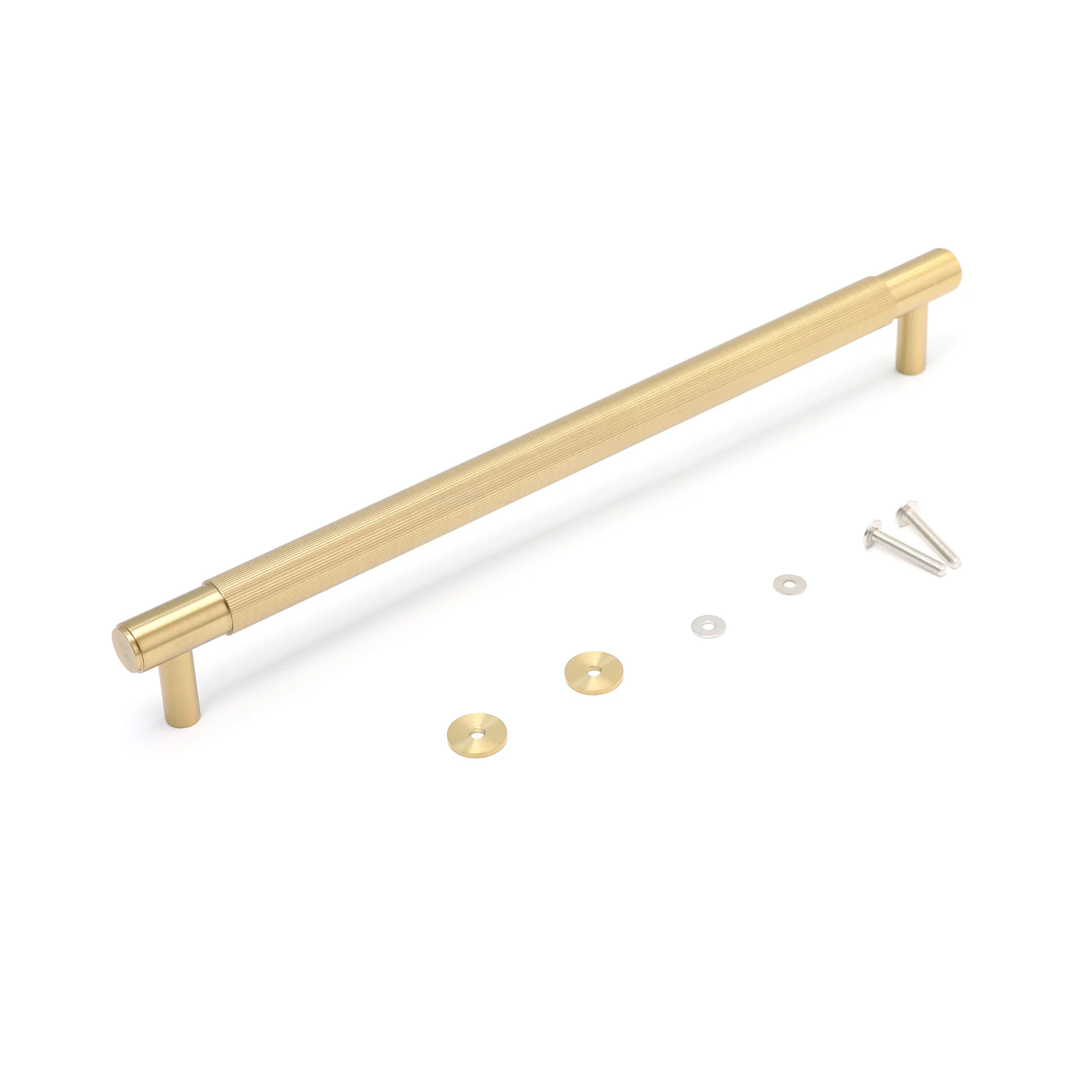 Fluted Large Round T-Bar Pull Handle - Satin Gold - Image 4