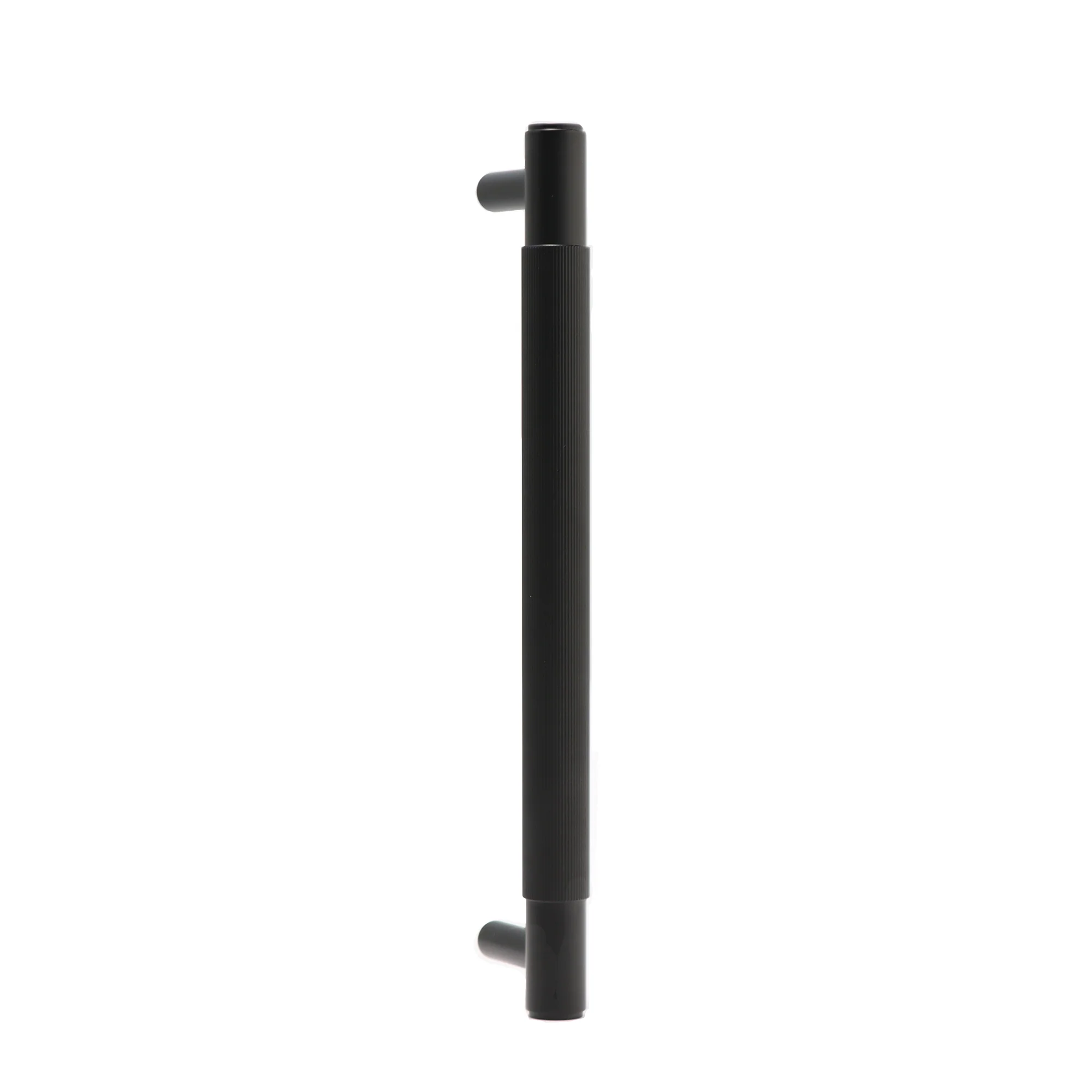 Fluted Medium Round T-Bar Pull Handle - Matt Black