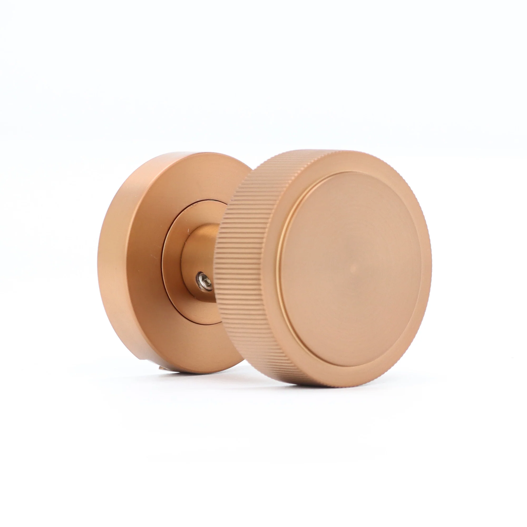 Fluted Round Rose Door Knob Set - Rose Gold - Image 2