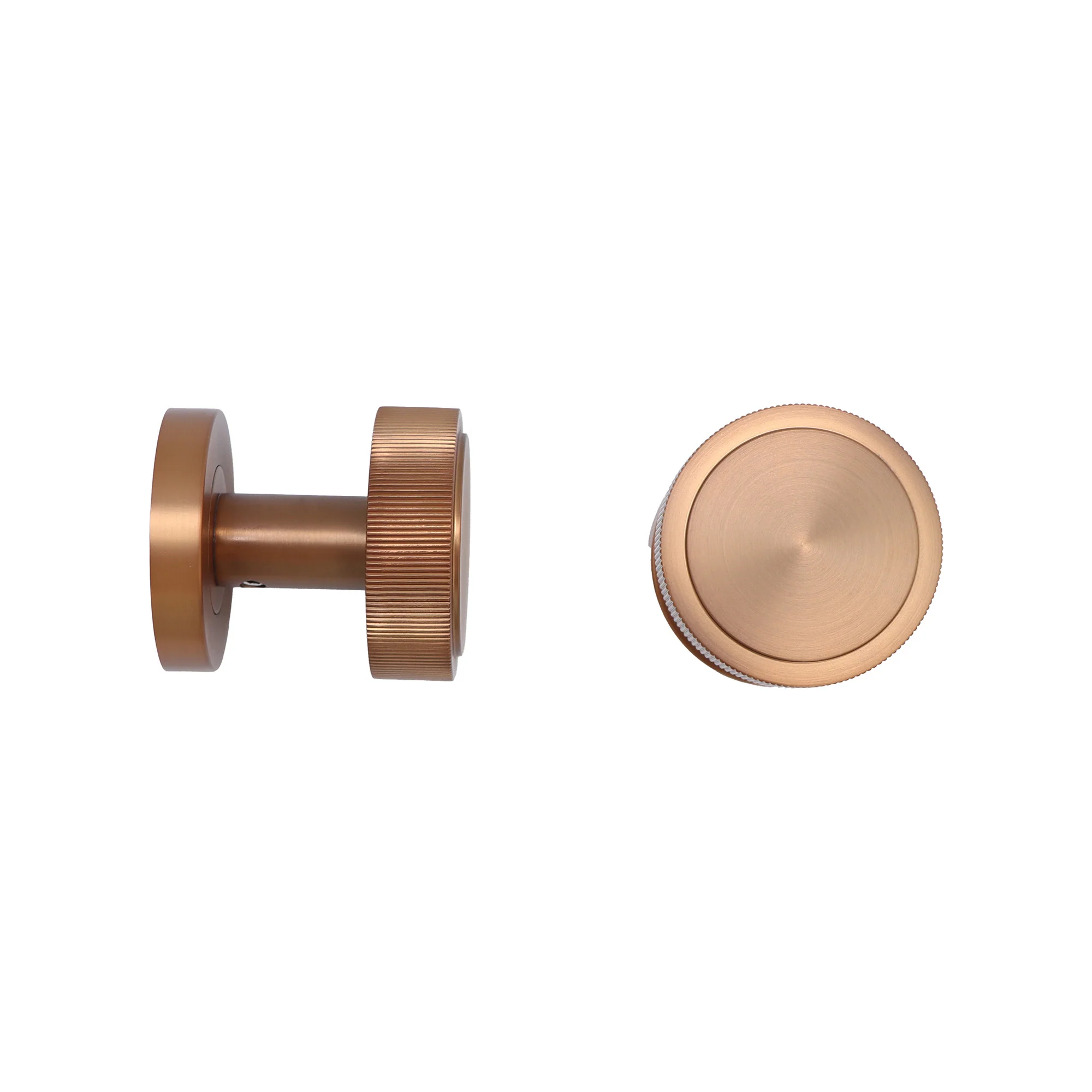 Fluted Round Rose Door Knob Set - Rose Gold - Image 6
