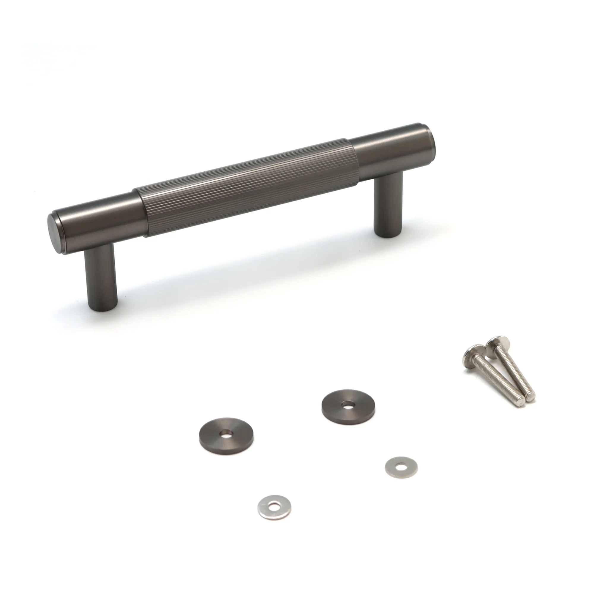 Fluted Small Round T-Bar Pull Handle - Gun Metal - Image 3
