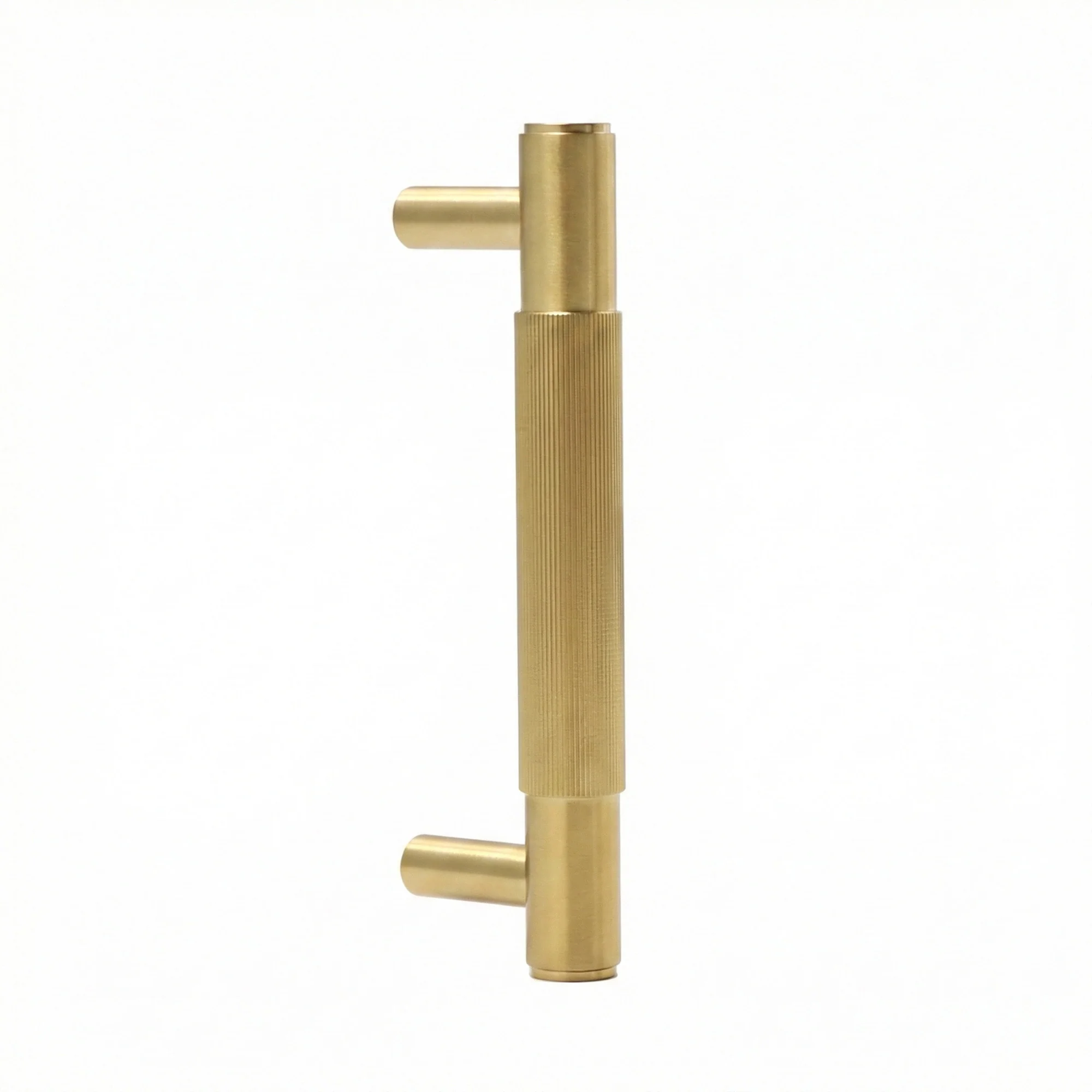 Fluted Small Round T-Bar Pull Handle - Satin Gold