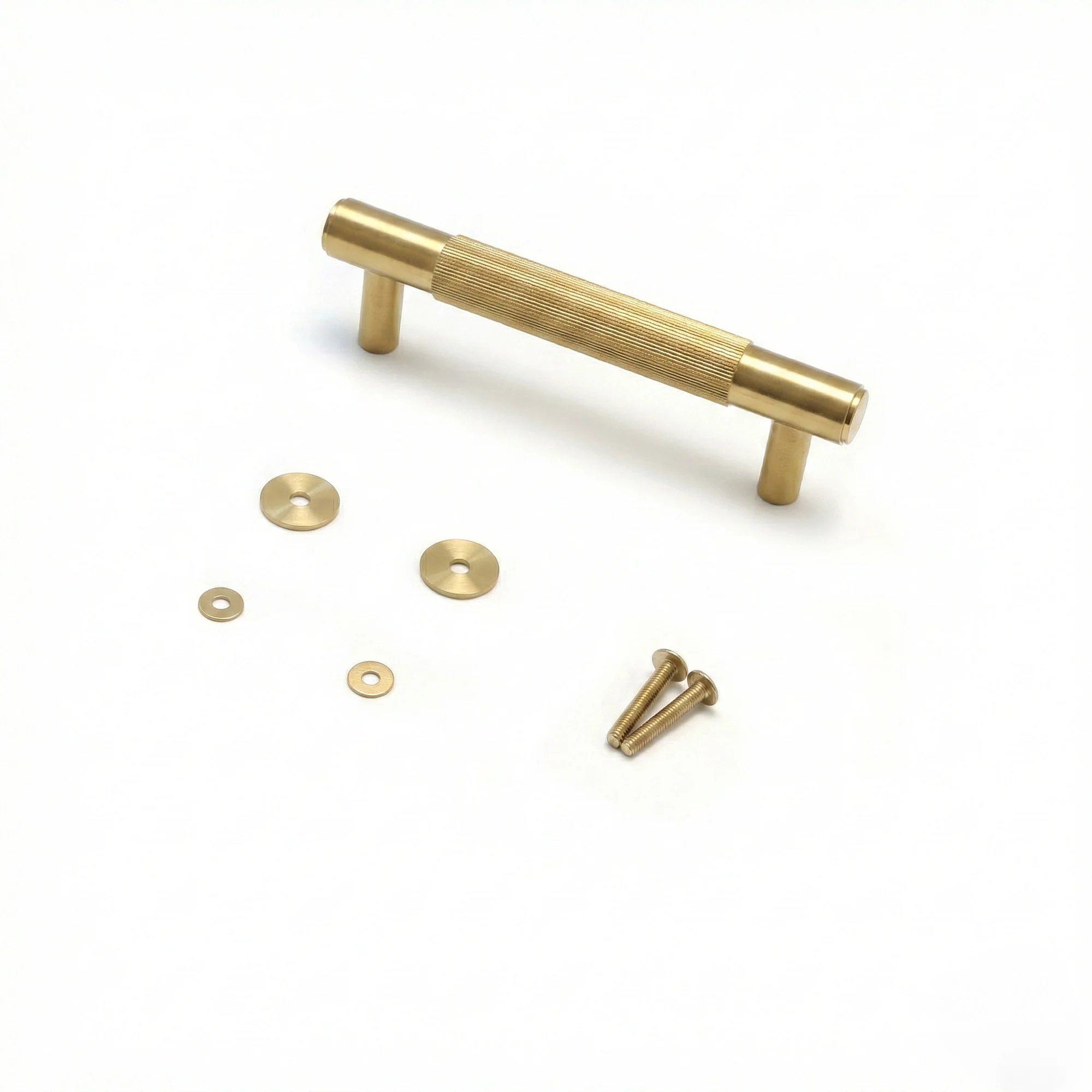 Fluted Small Round T-Bar Pull Handle - Satin Gold - Image 3