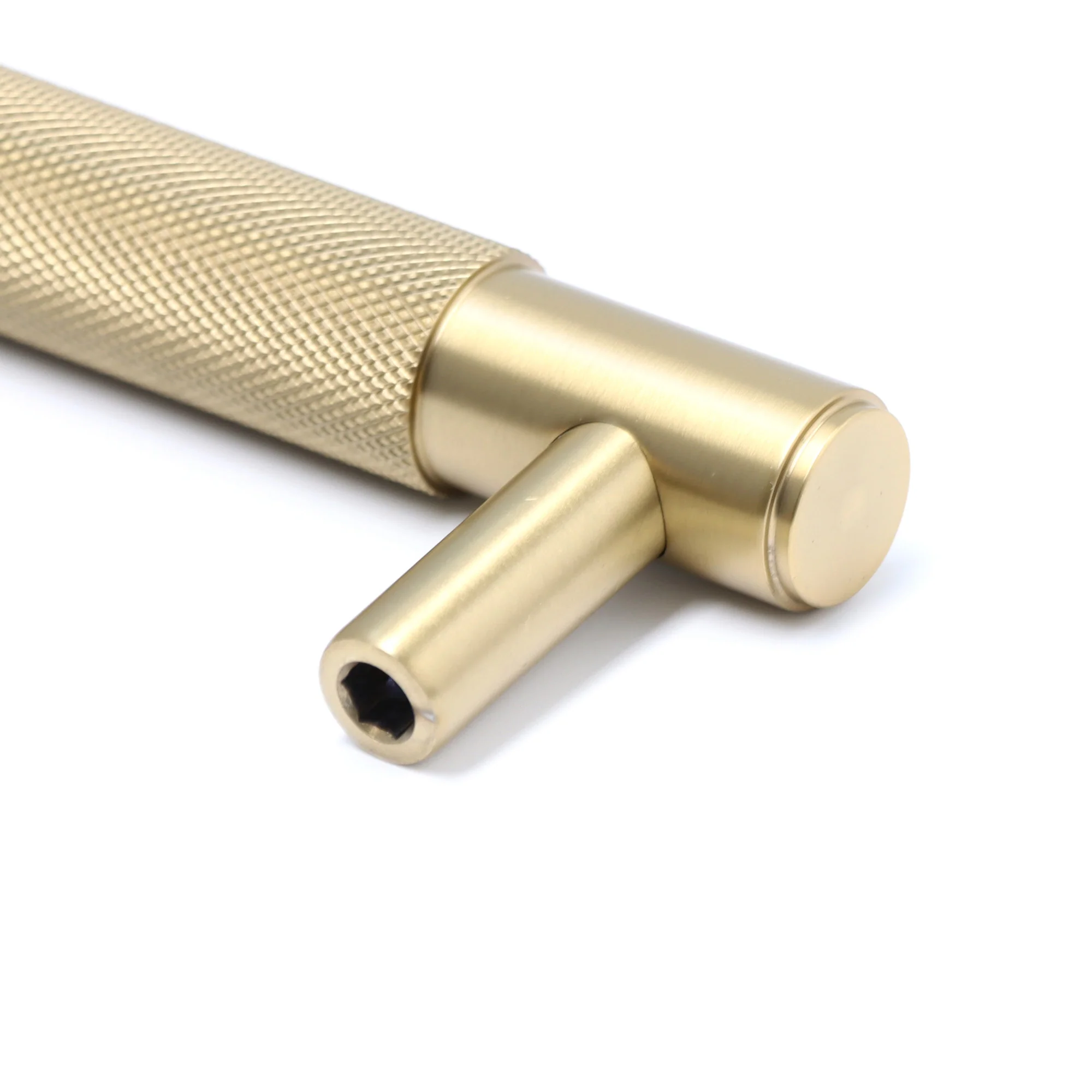 Knurled Large Round T-Bar Pull Handle - Satin Gold - Image 3