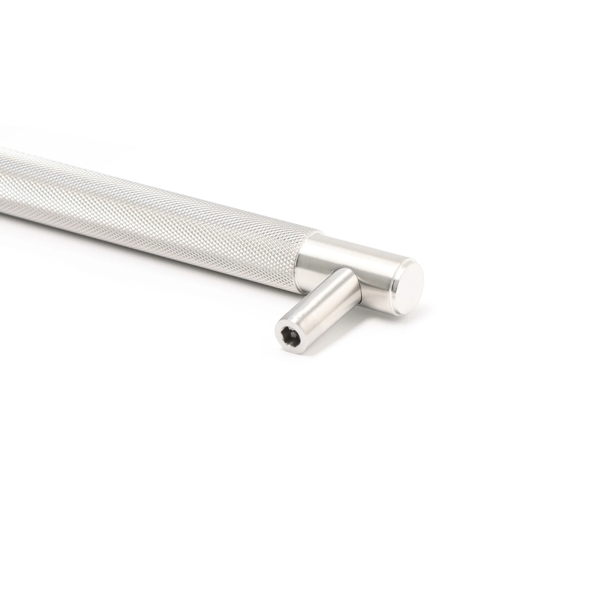 Knurled Large Round T-Bar Pull Handle - Satin Stainless Steel - Image 3