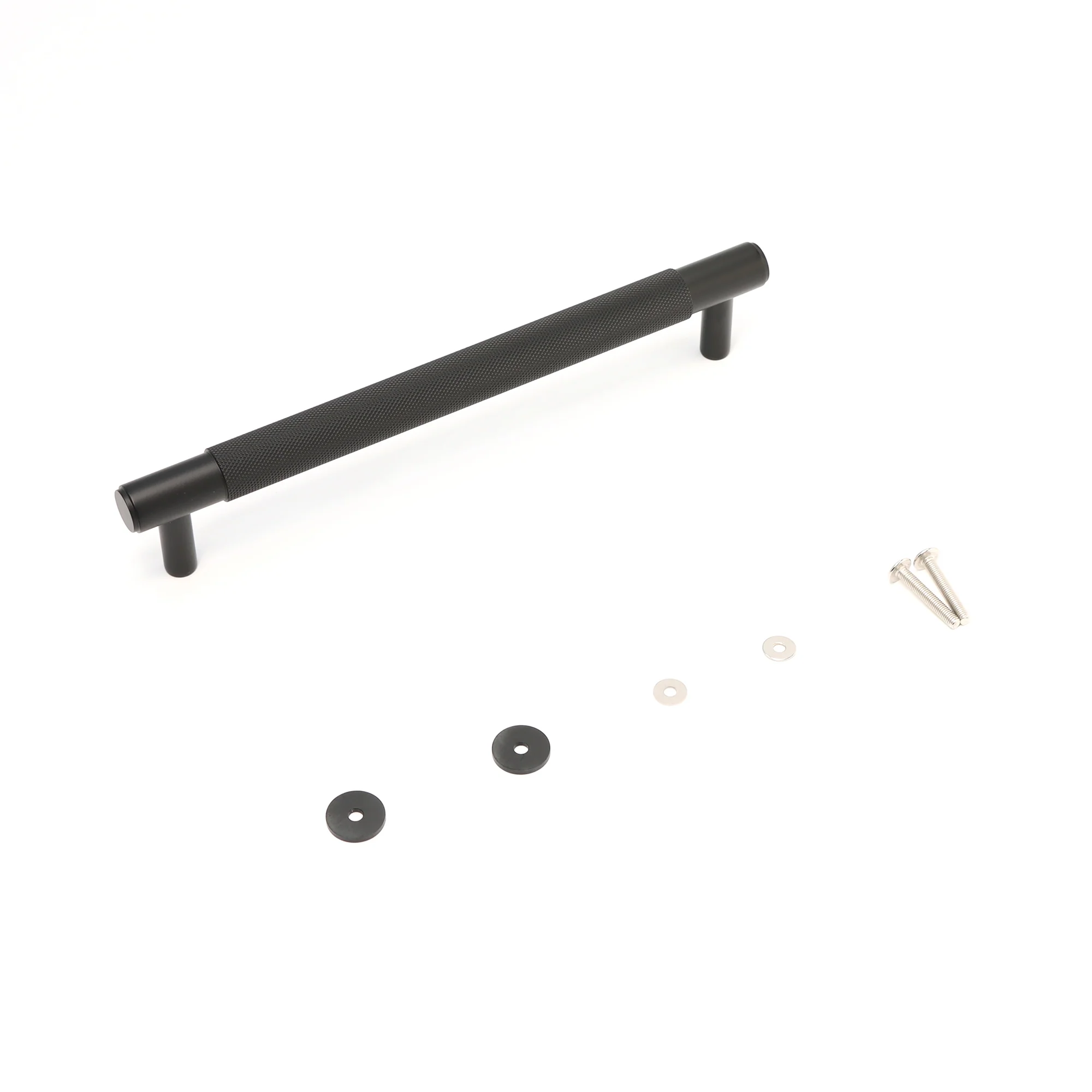 Knurled Medium Round T-Bar Pull Handle - Matt Black - Image 4