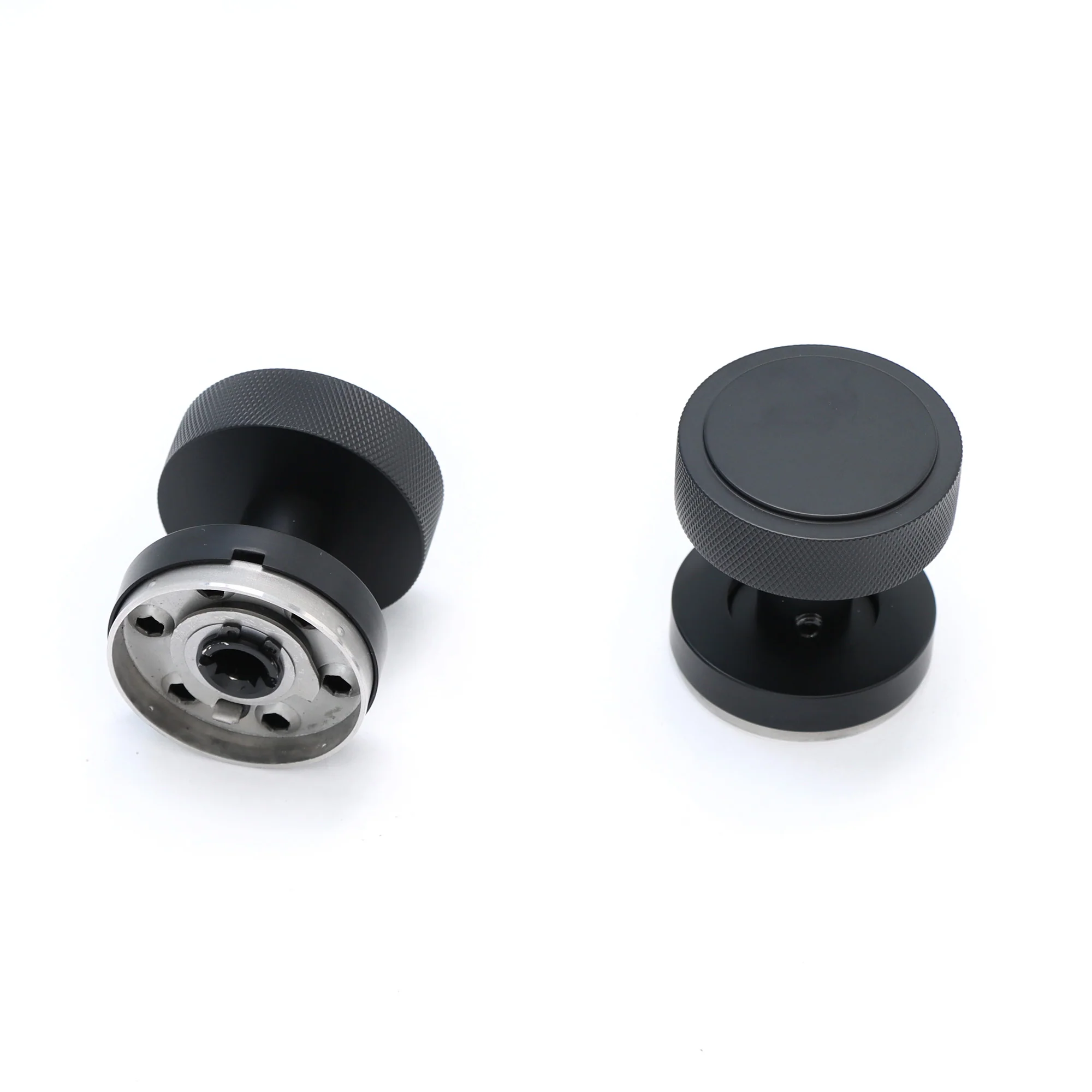 Knurled Round Rose Door Knob Set - Matt Black