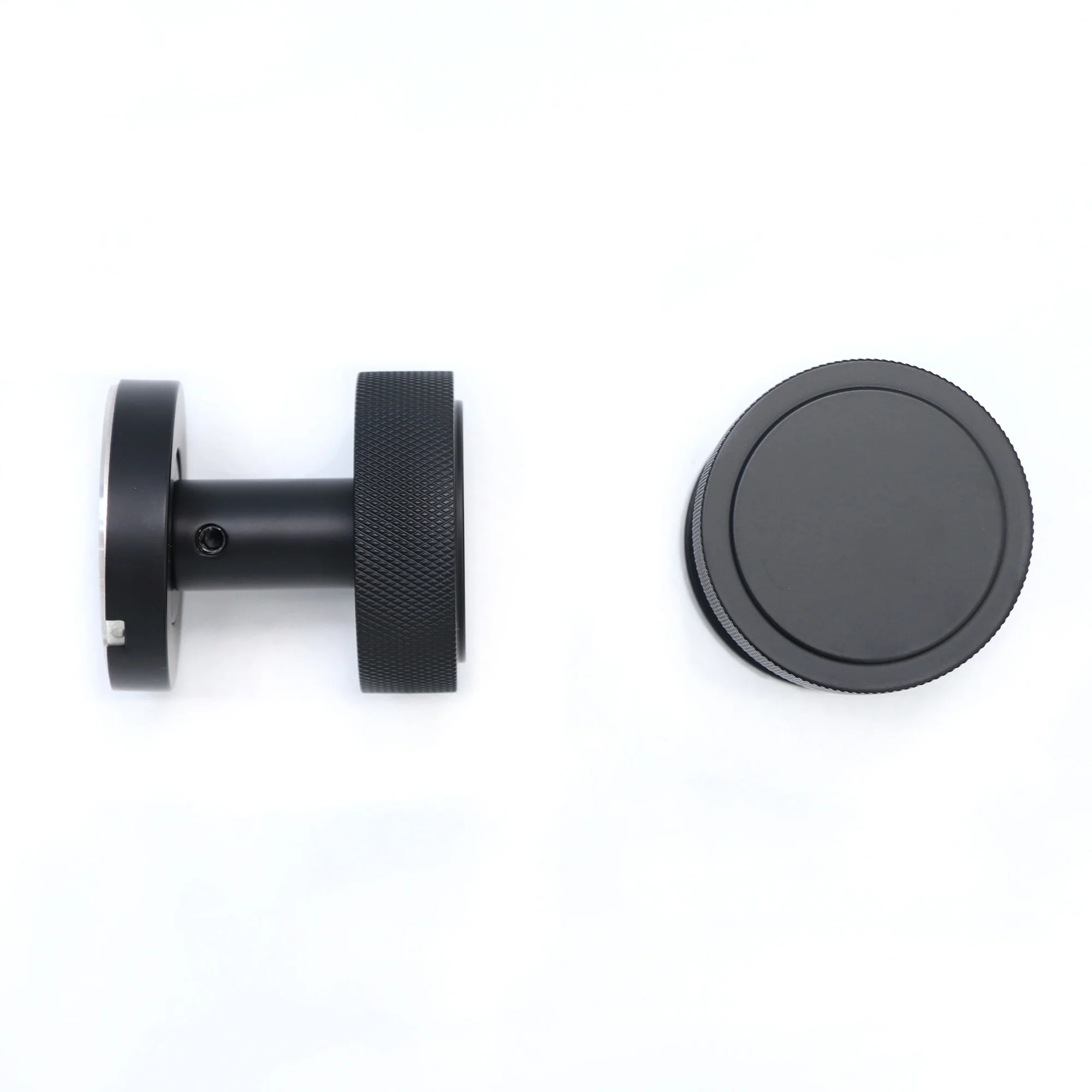 Knurled Round Rose Door Knob Set - Matt Black - Image 4