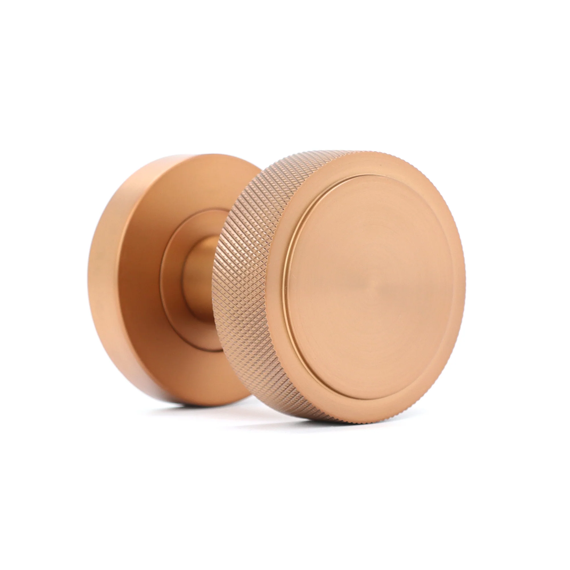 Knurled Round Rose Door Knob Set - Rose Gold - Image 2