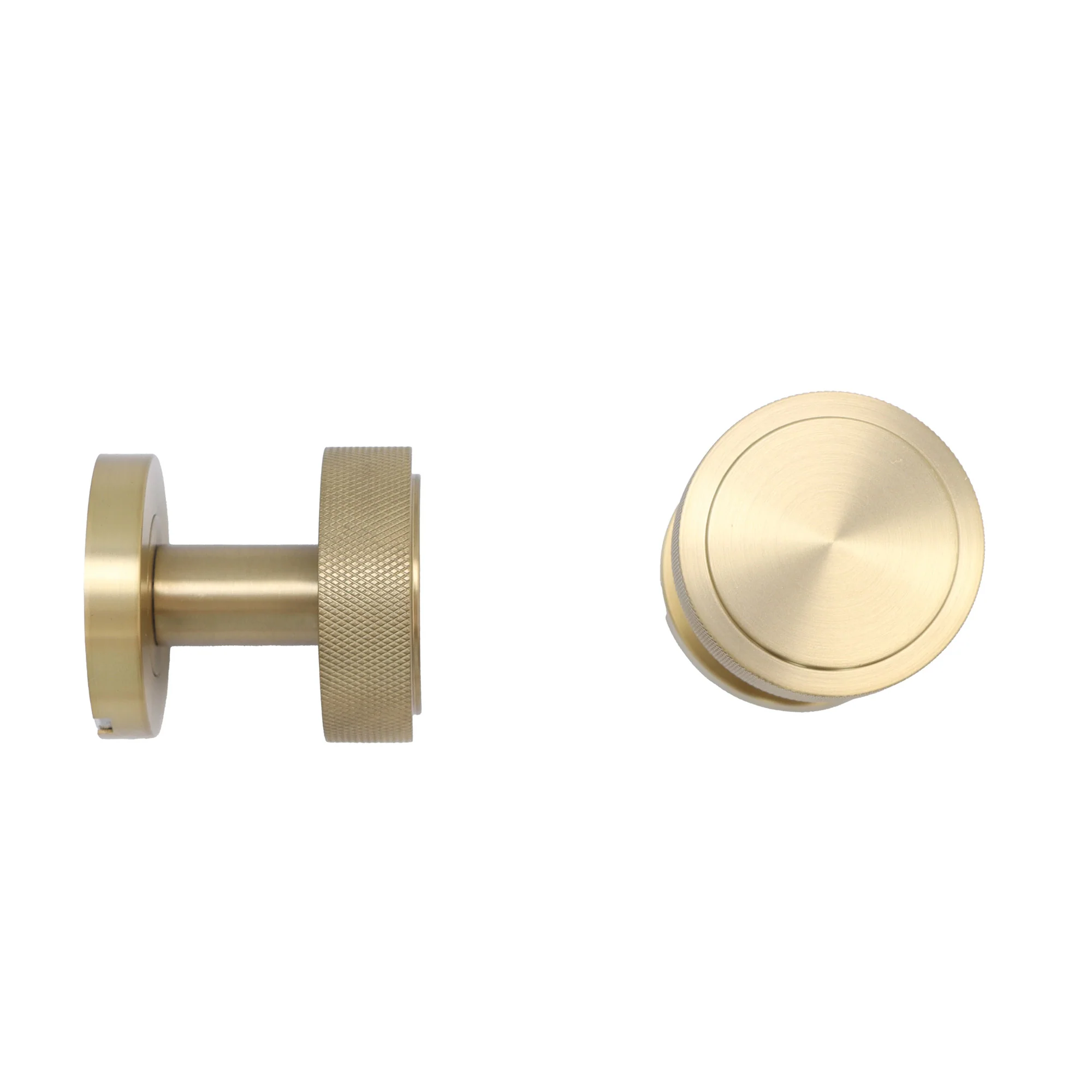 Knurled Round Rose Door Knob Set - Satin Gold - Image 4