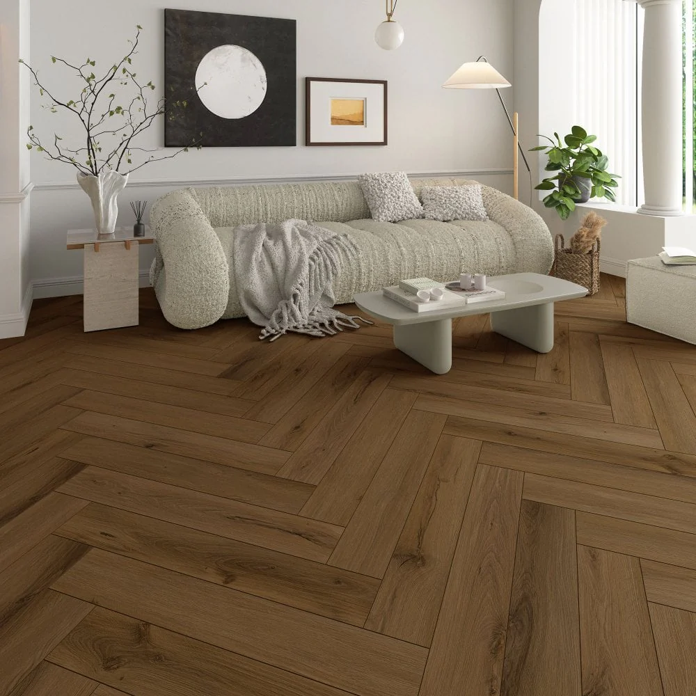 Maple Ridge Oak - Foundation Herringbone LVT 5mm Anti-Microbial UV Coated Rigid Core Vinyl Flooring