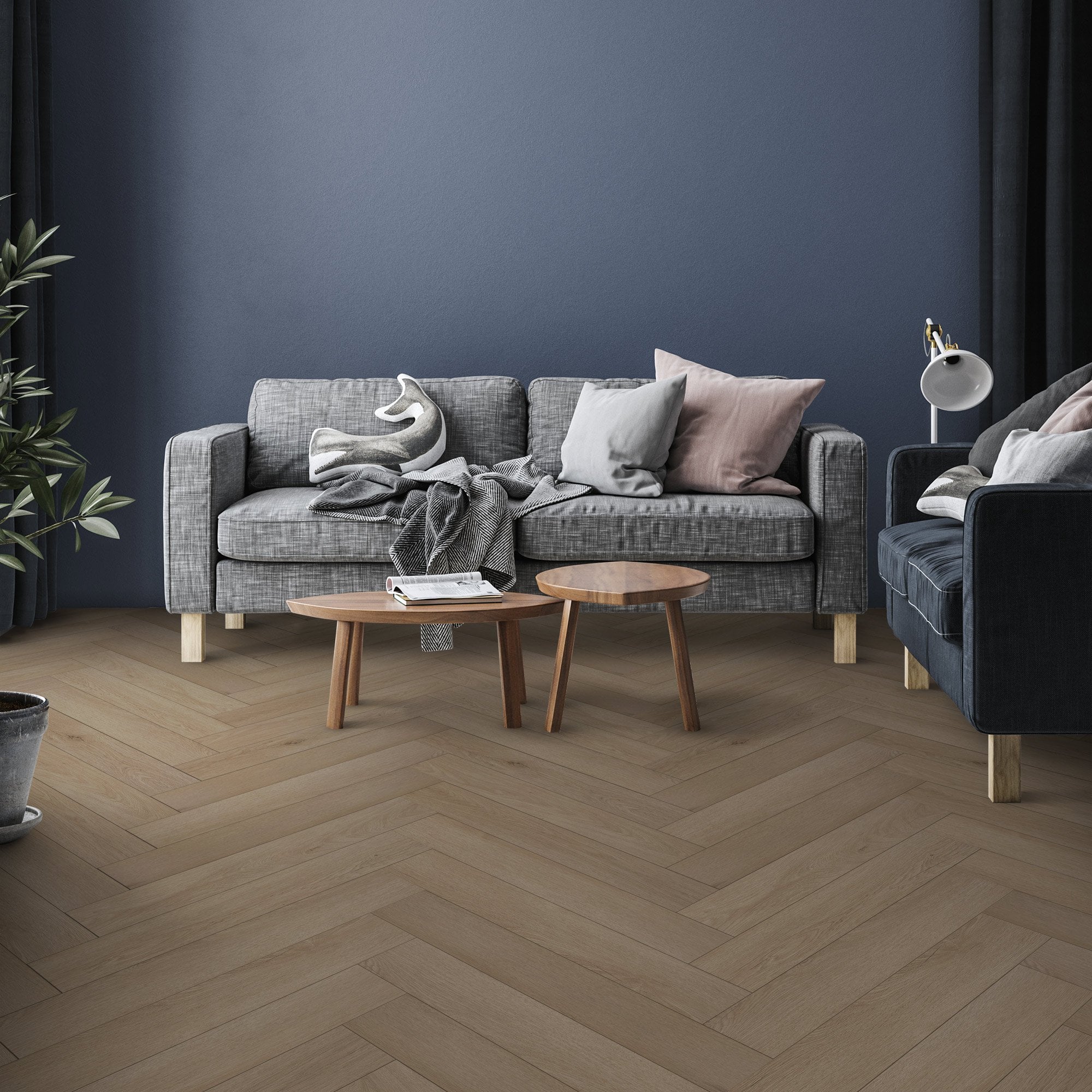 Silver Serenity Oak - Comfort Luxe 12mm Laminate Herringbone Flooring