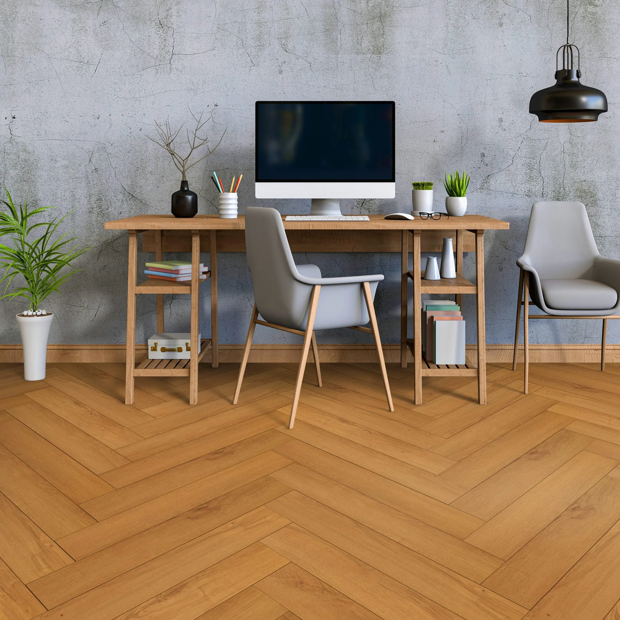 Warm Harvest Oak - Comfort Luxe 12mm Laminate Herringbone Flooring