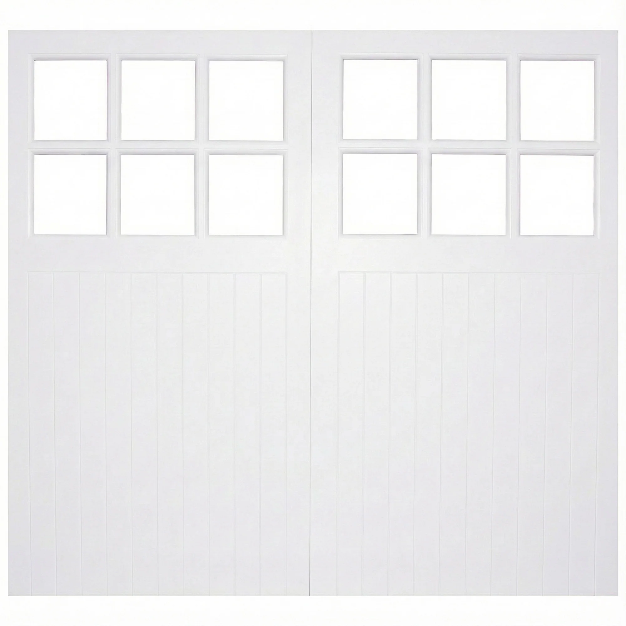 White Painted External 6 Light Obscure Glass Framed, Ledged & Braced Garage Door - Image 3