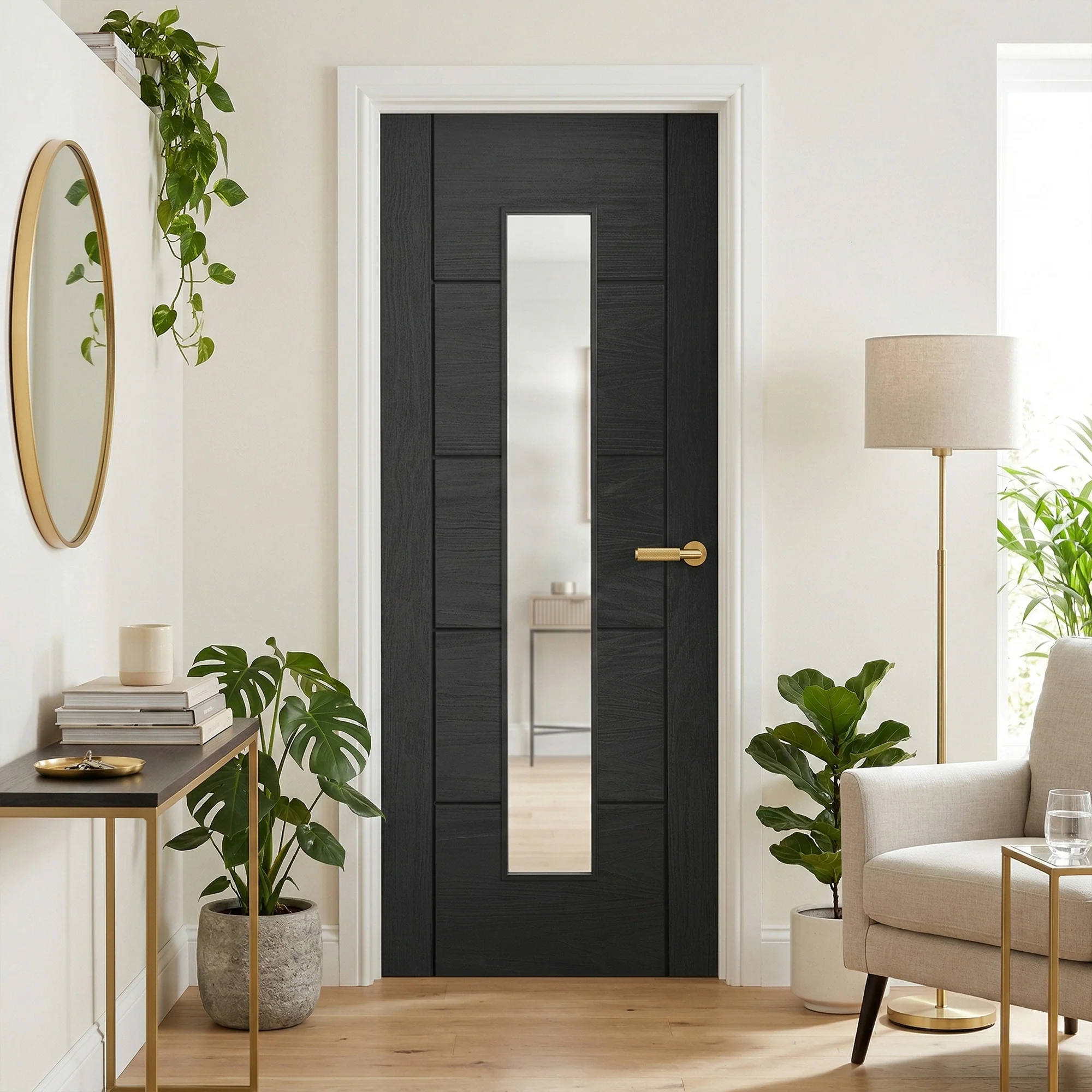 Ash Grey Internal Fully Finished Parma 1 Light Clear Glass Door