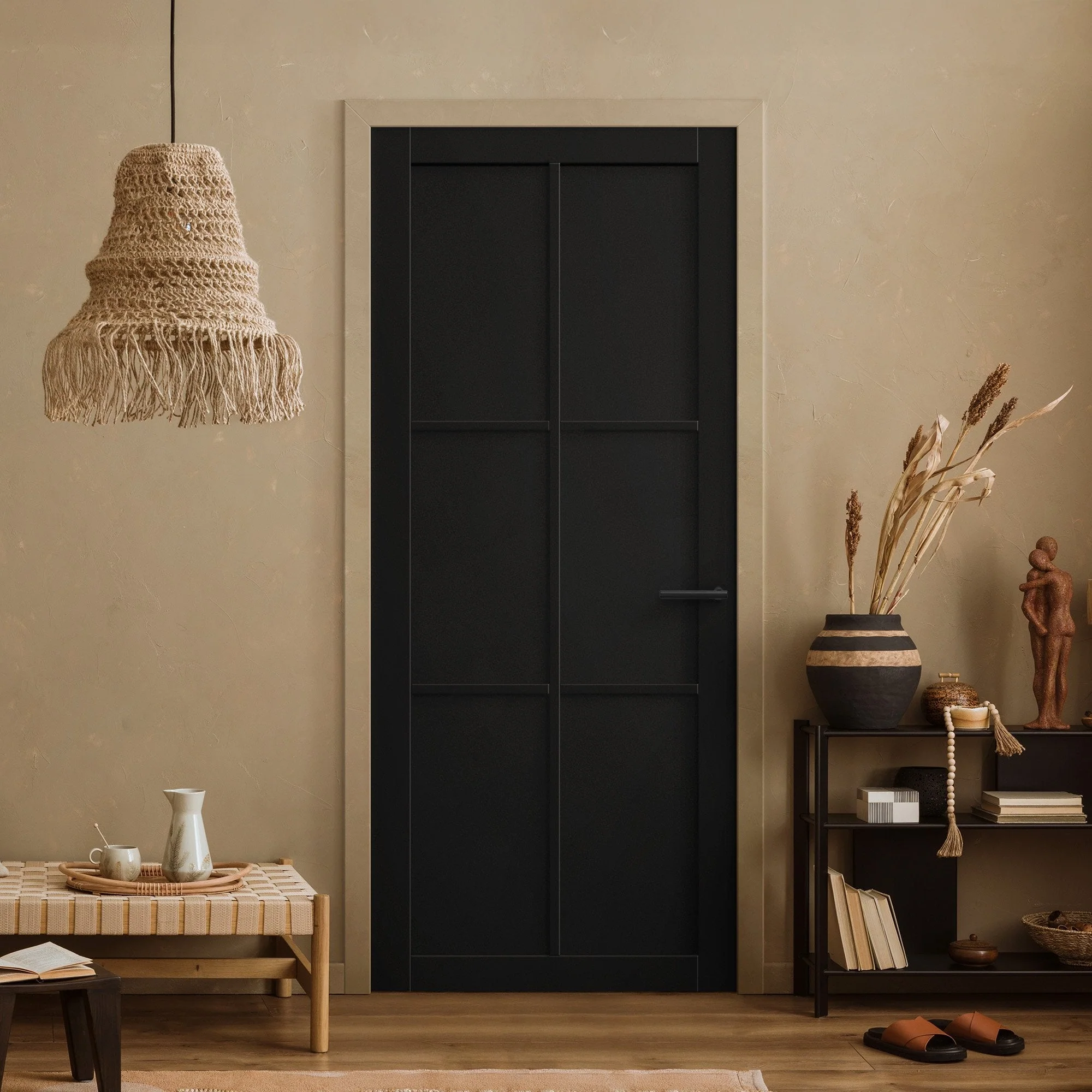 Black Internal Fully Finished Studio 6 Panel Door