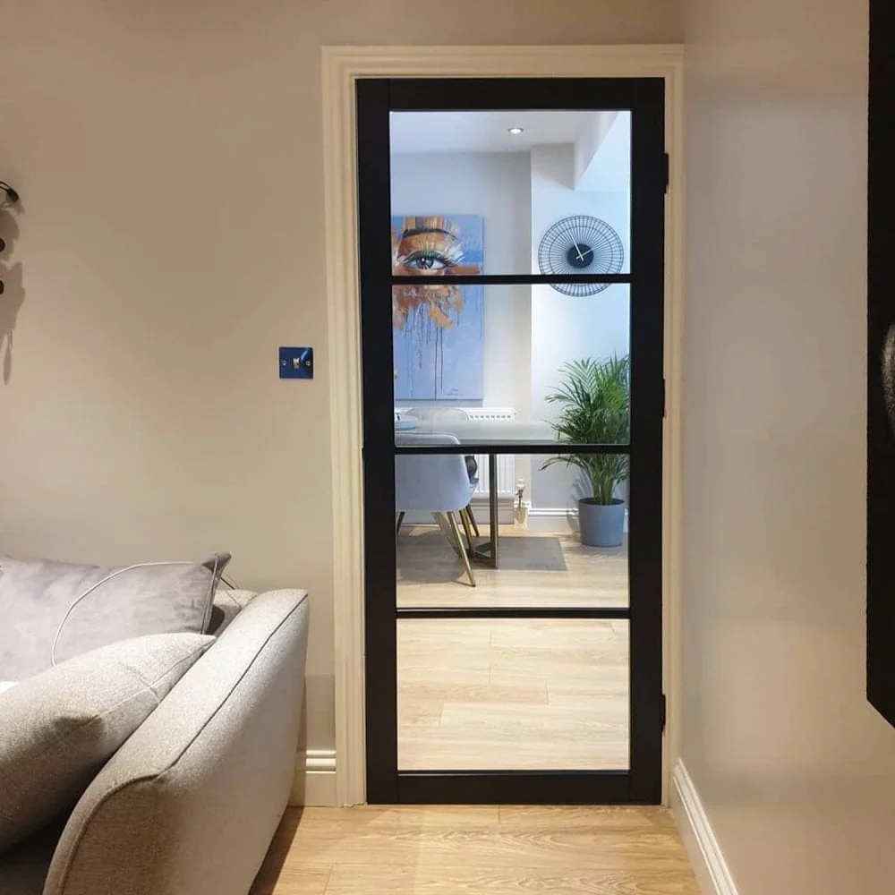 Graphite Black Internal Fully Finished Industrial Studio 4 Light Clear Glass Door - Image 7