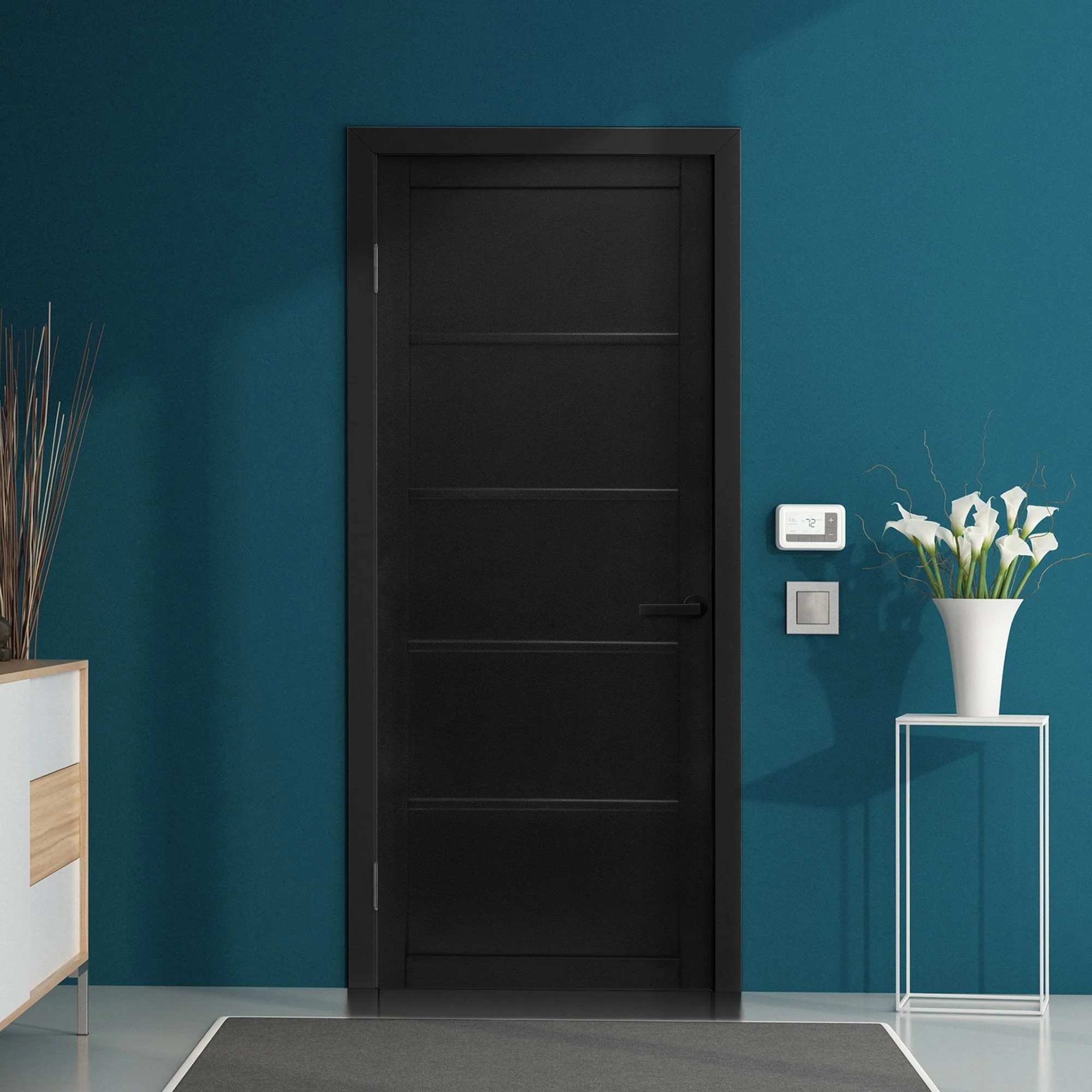 Graphite Black Internal Fully Finished Industrial Studio 5 Panel Door